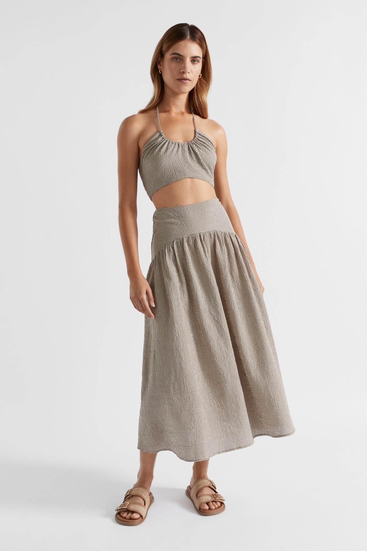 Textured Gingham Skirt