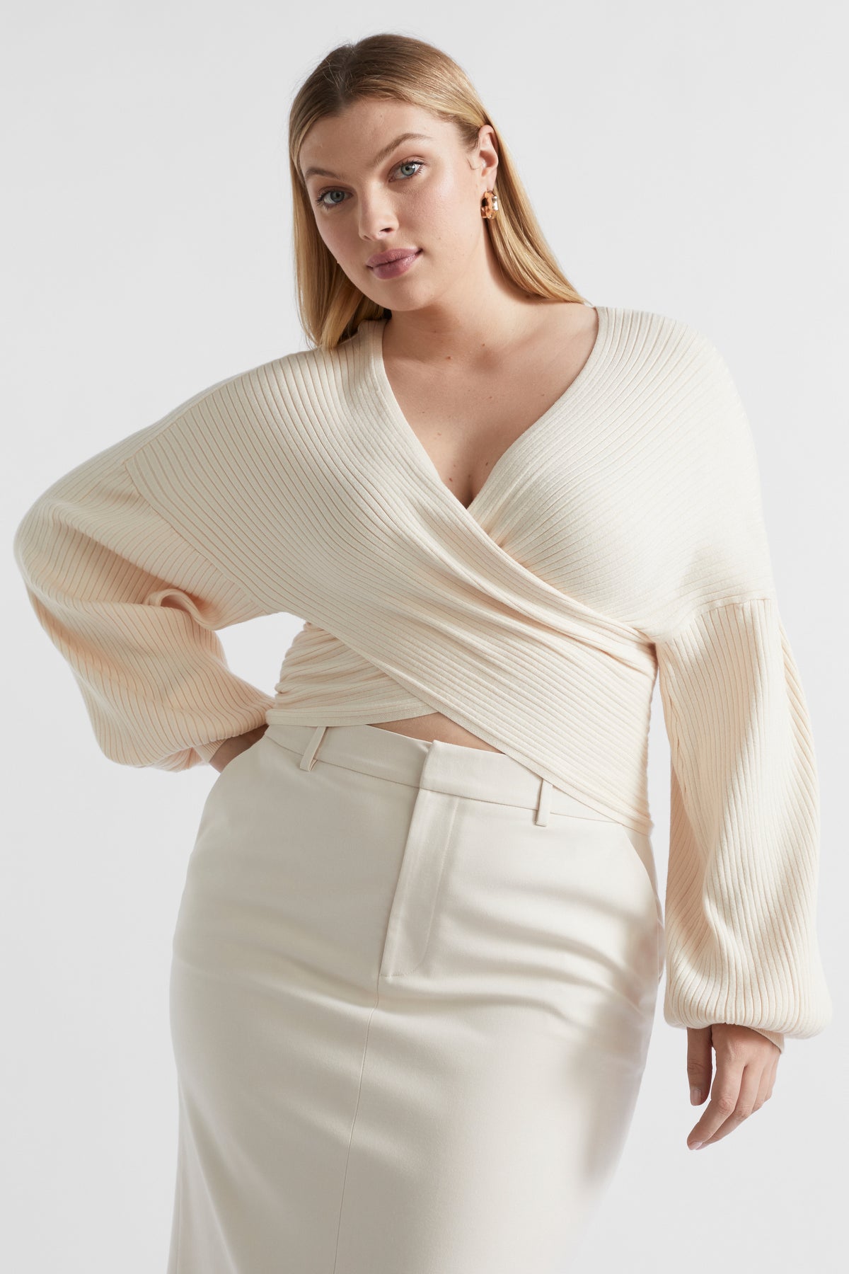 Rib Wrap Front Knit