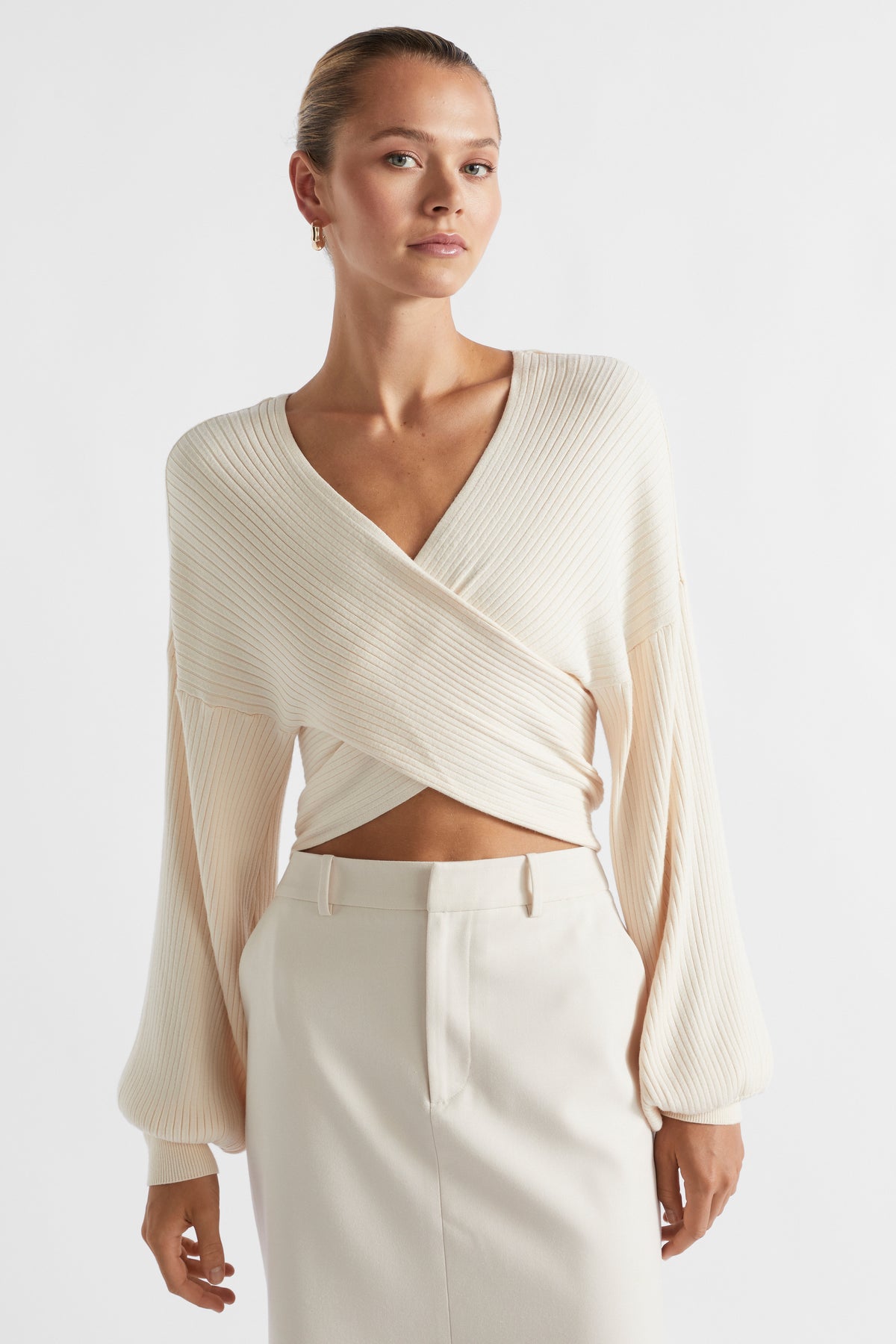 Rib Wrap Front Knit