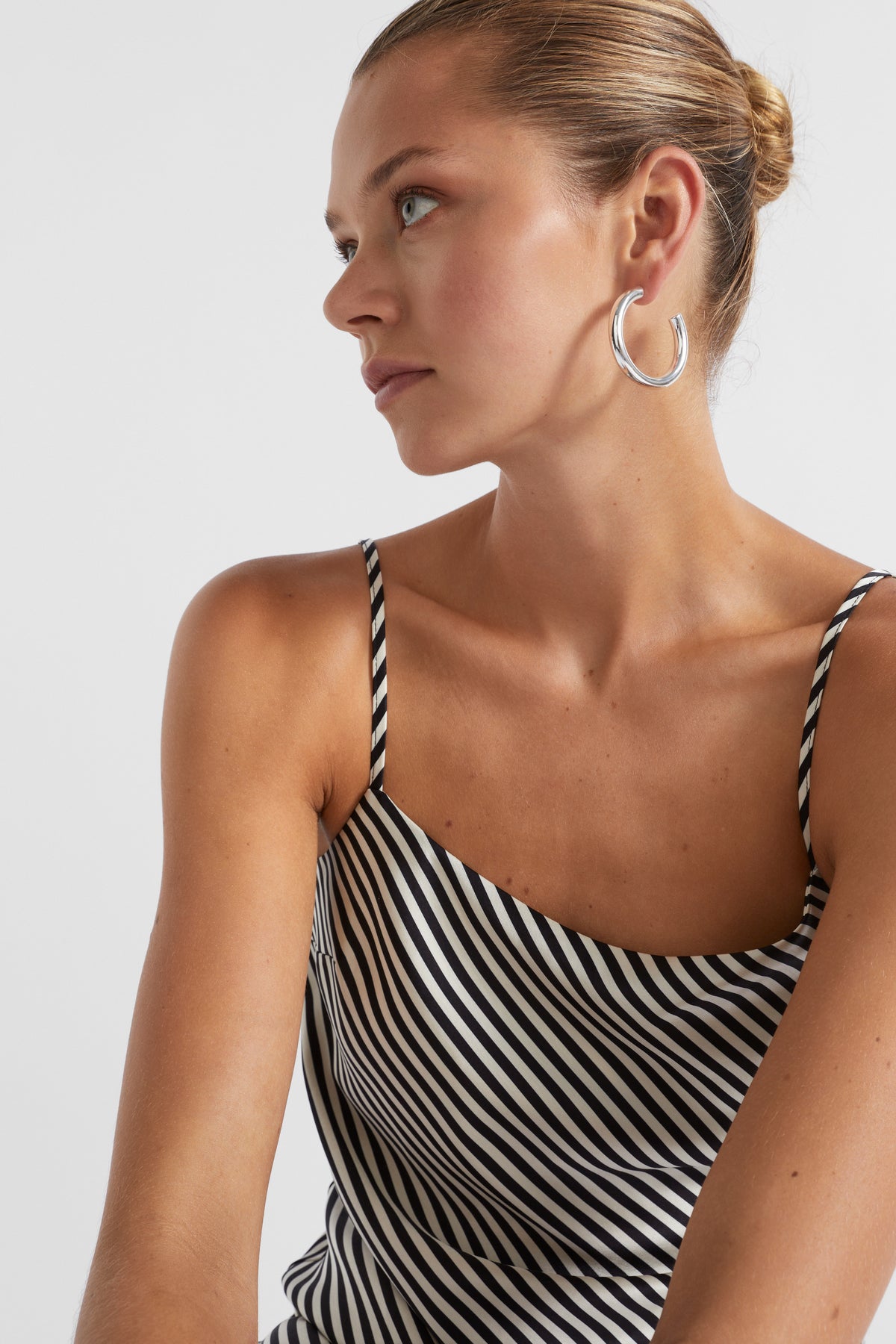 Diagonal Stripe Slip Dress