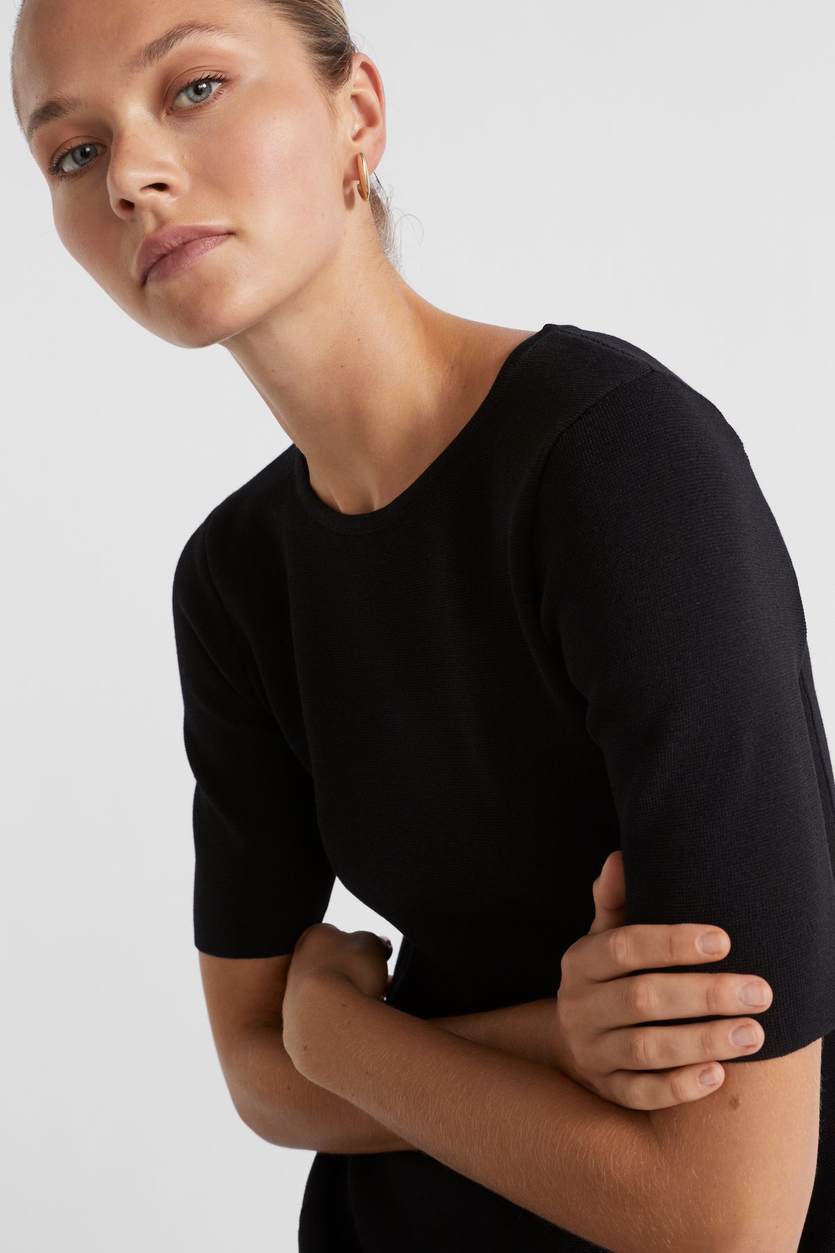 Crepe Knit Panelled Mini Dress