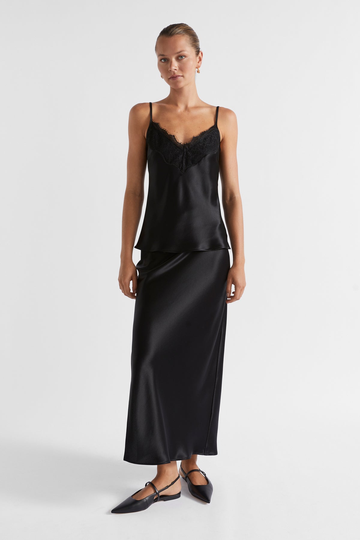 Satin Maxi Slip Skirt