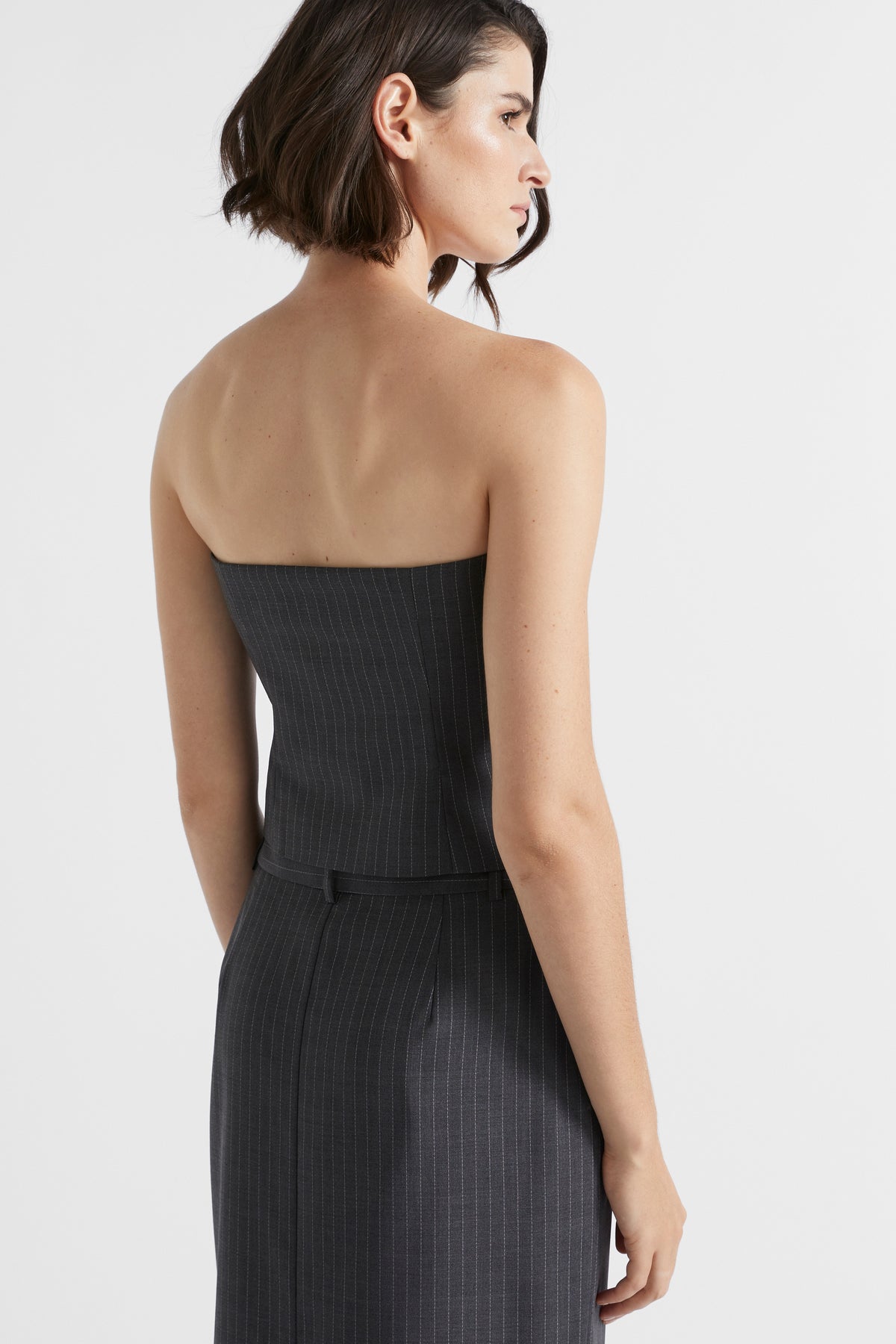 Wool Blend Pinstripe Bodice