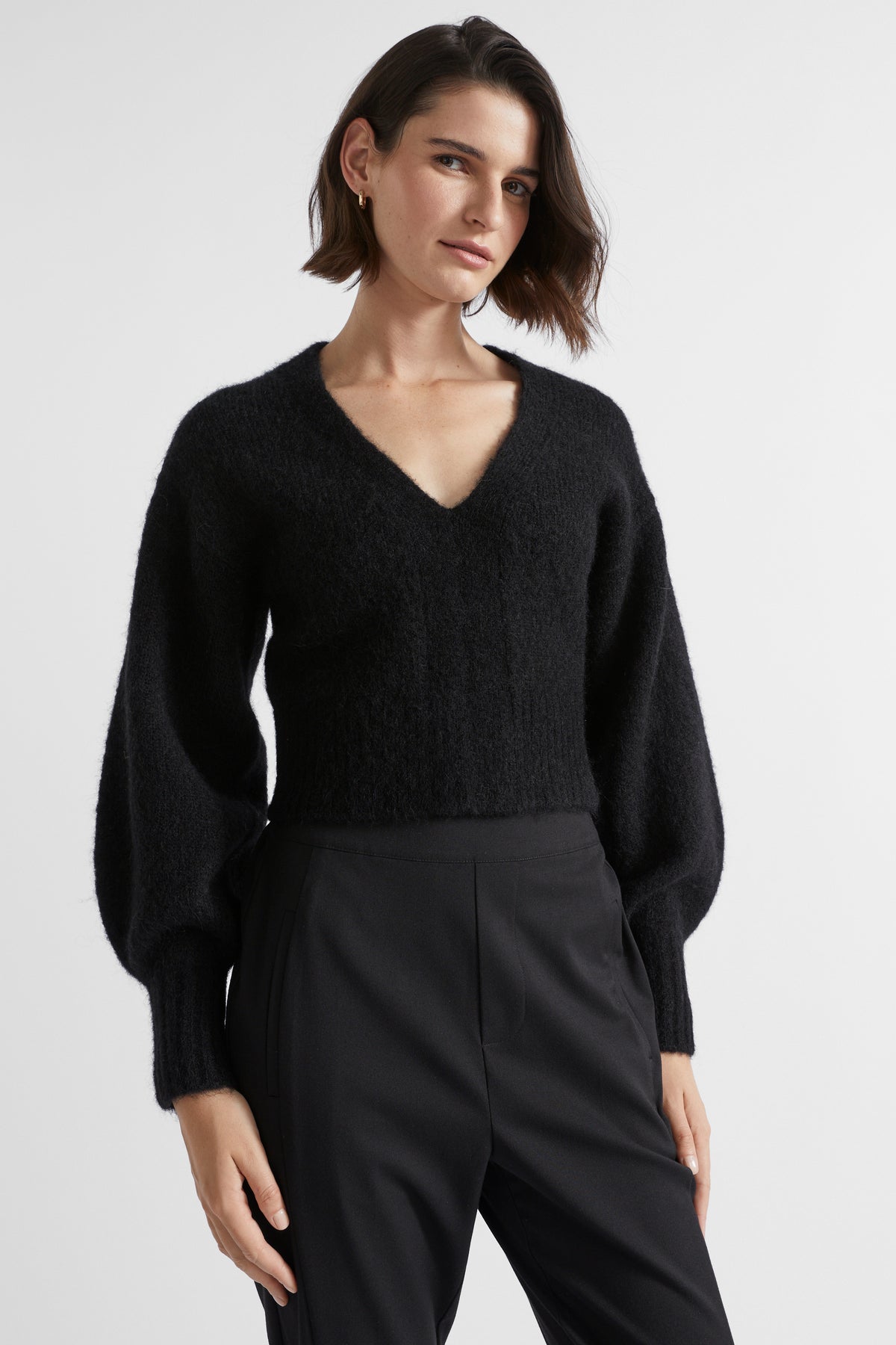 Wool Blend V Neck Knit