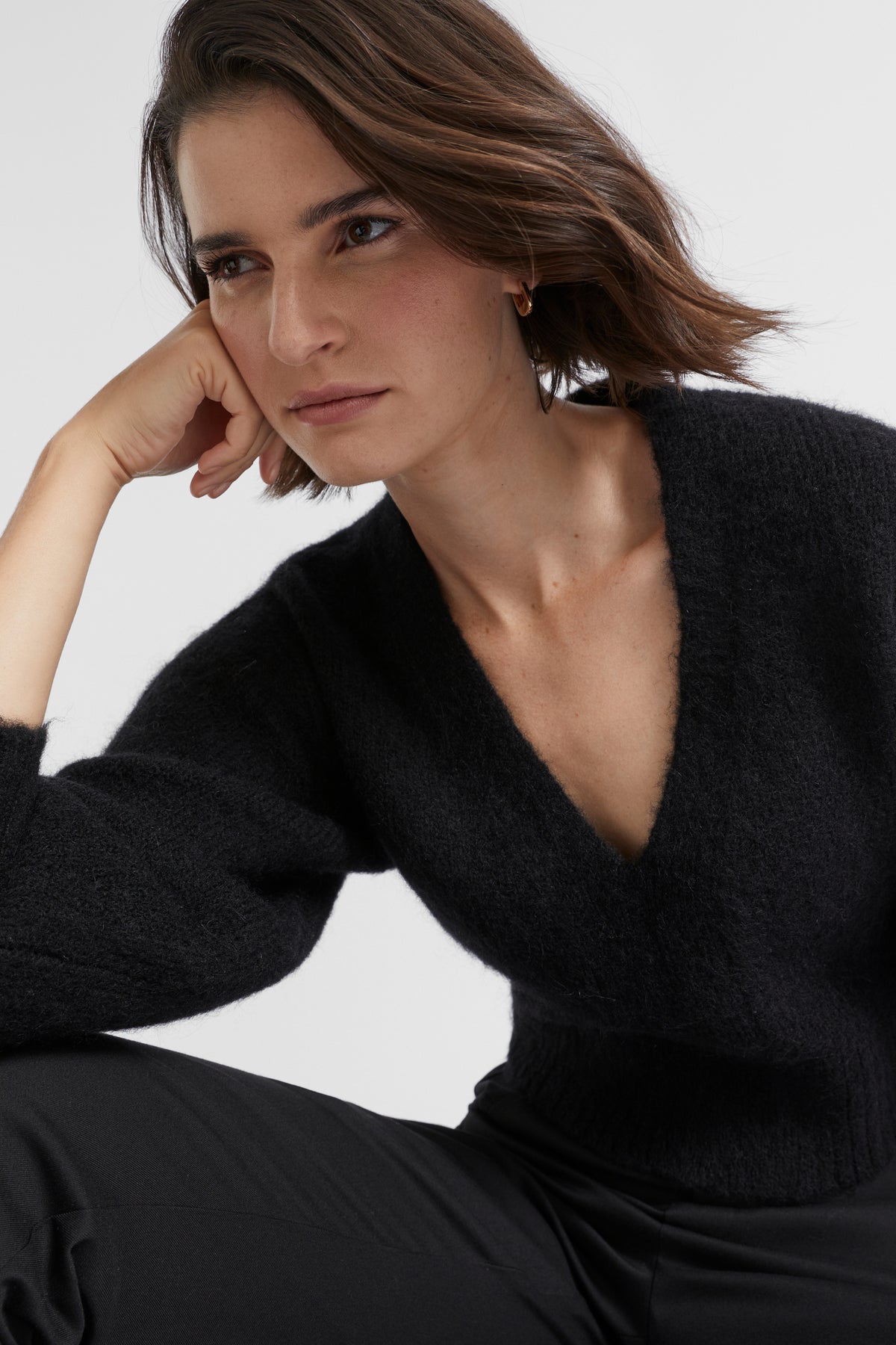 Wool Blend V Neck Knit