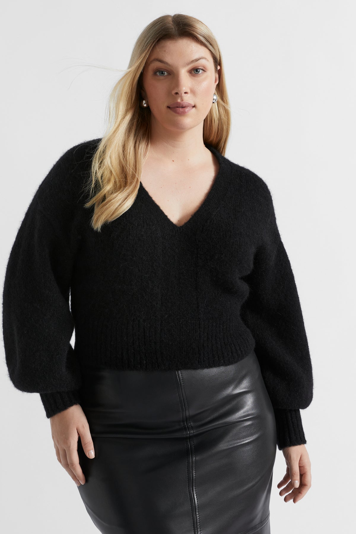 Wool Blend V Neck Knit