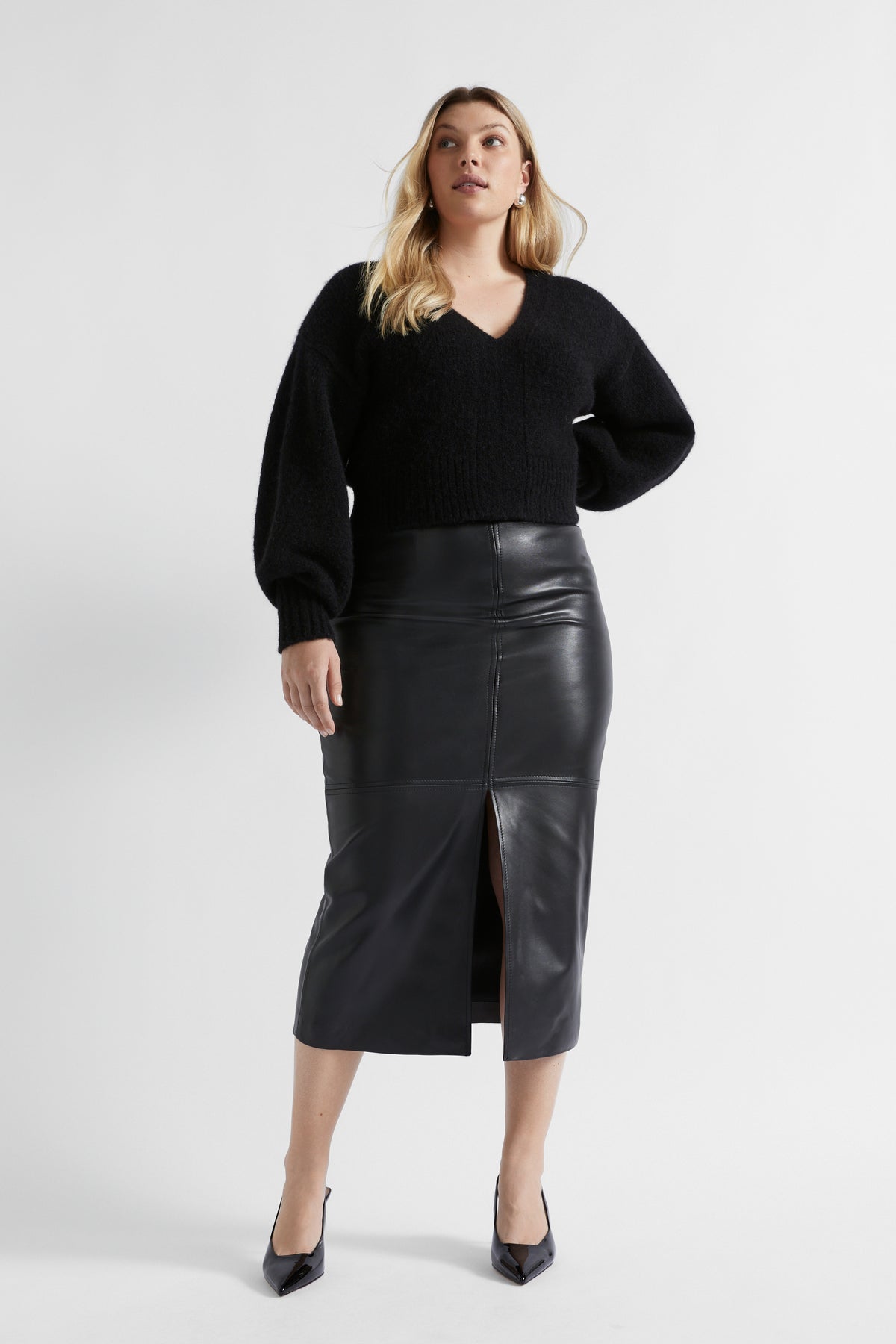 Wool Blend V Neck Knit