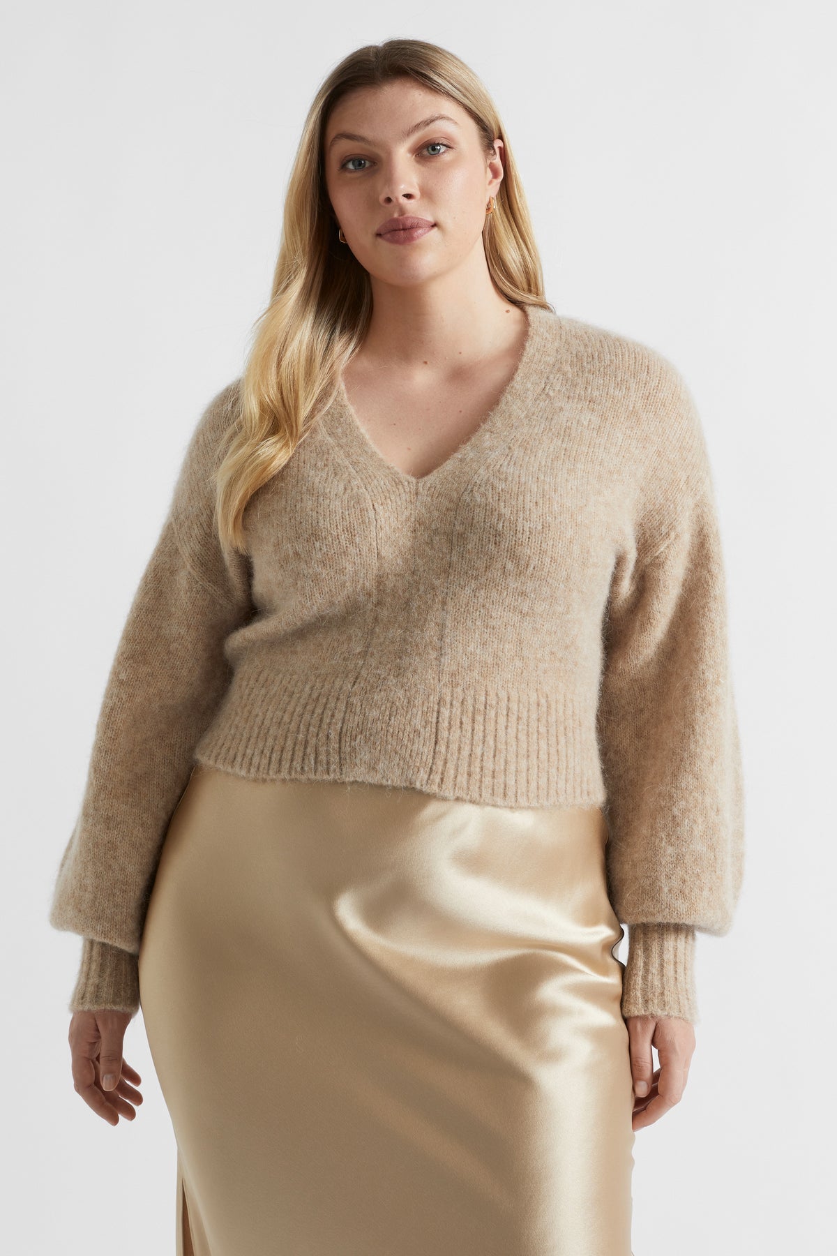 Wool Blend V Neck Knit