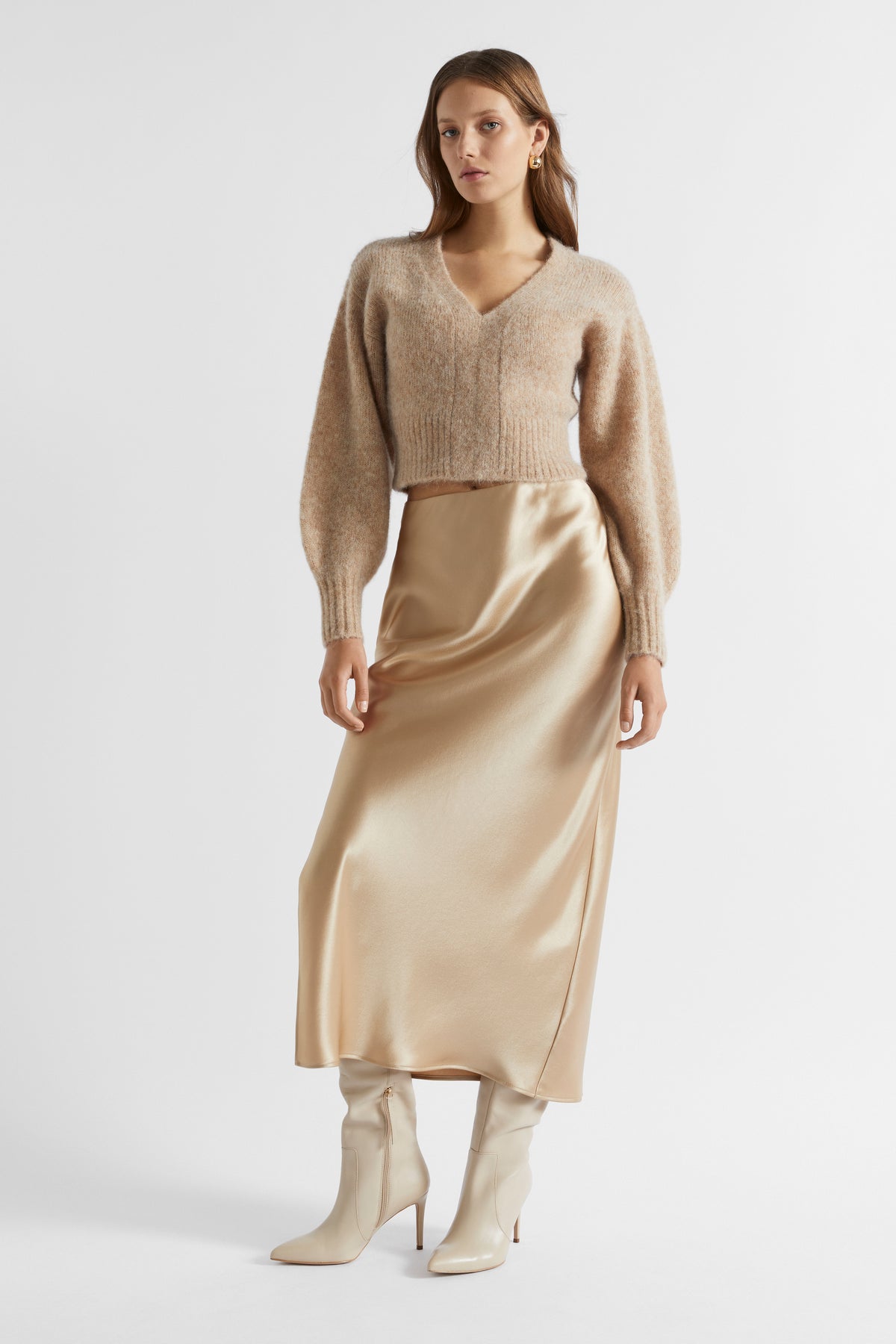 Wool Blend V Neck Knit