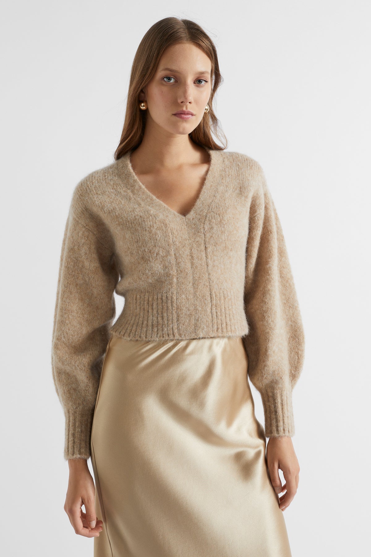 Wool Blend V Neck Knit