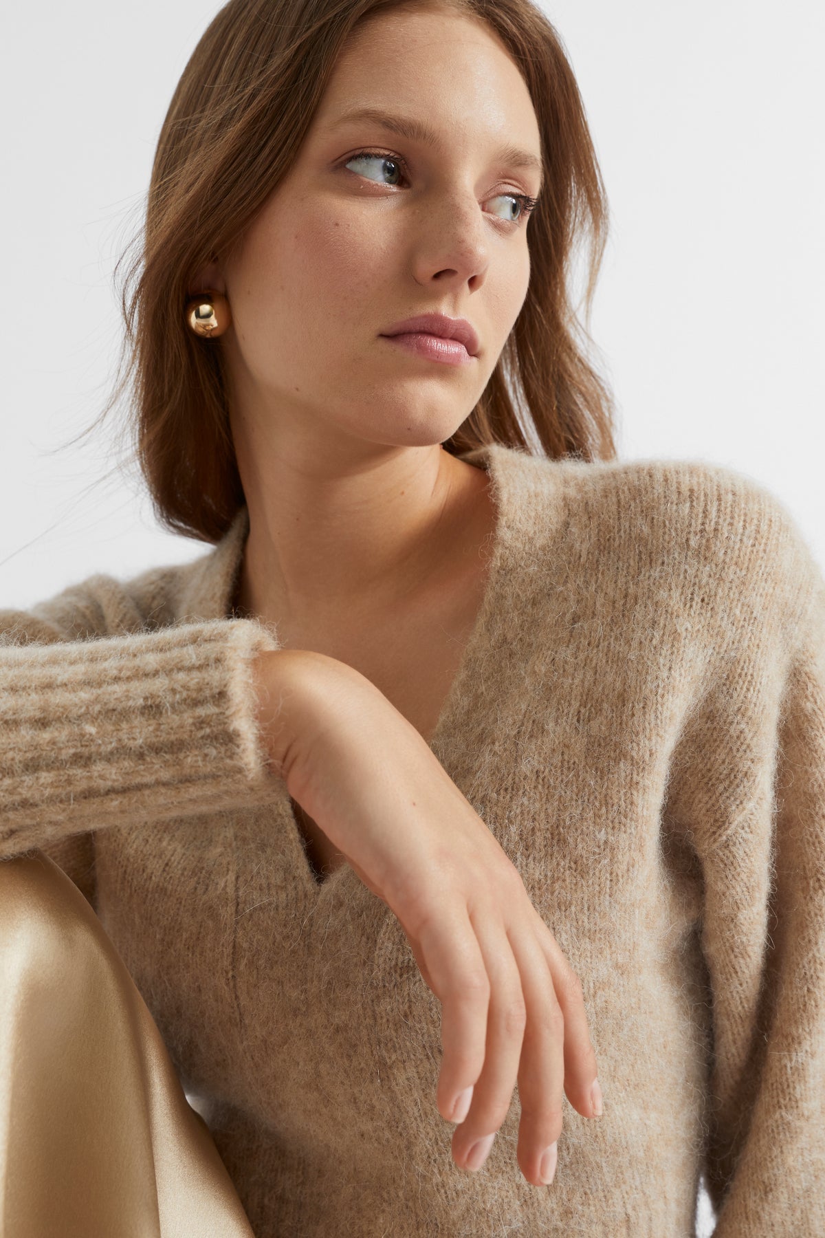 Wool Blend V Neck Knit