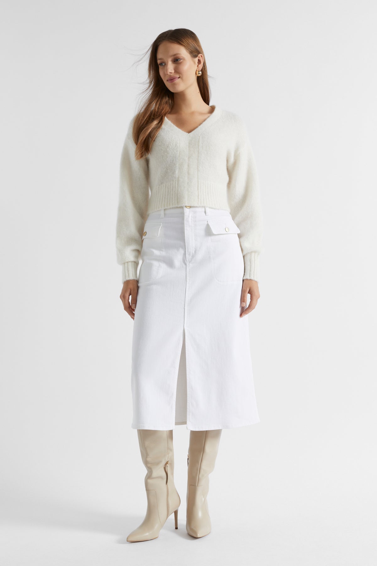 Wool Blend V Neck Knit