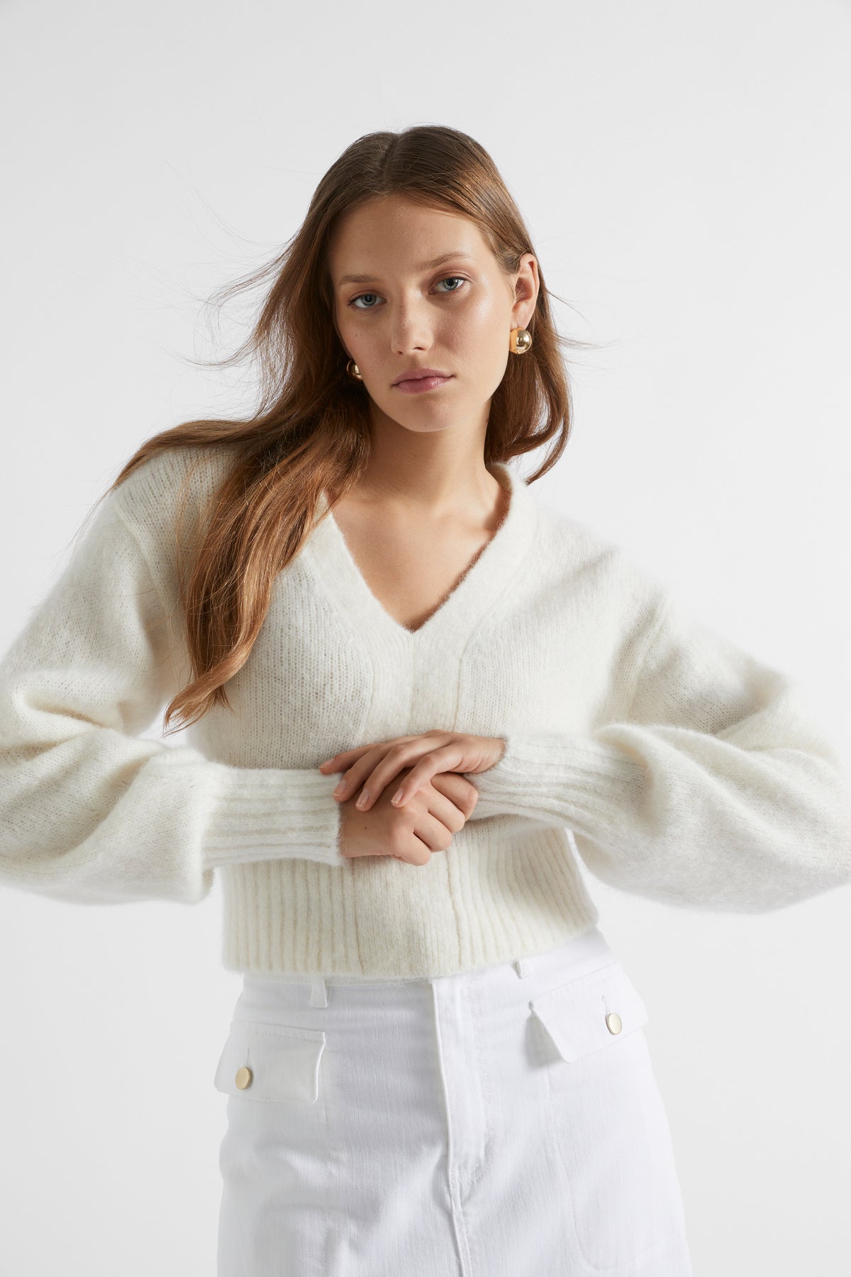 Wool Blend V Neck Knit