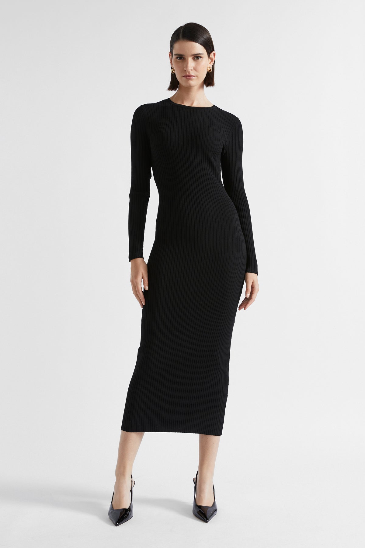 Rib Knit Crew Neck Dress