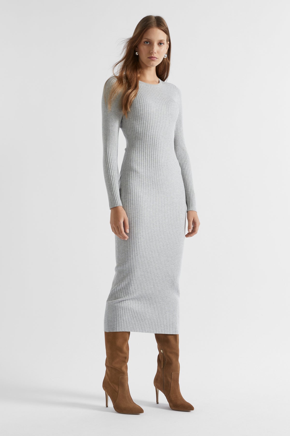 Rib Knit Crew Neck Dress