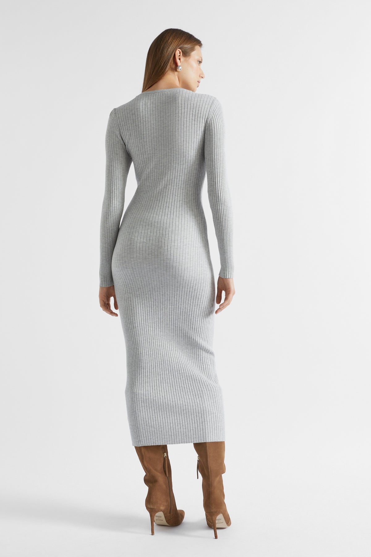 Rib Knit Crew Neck Dress