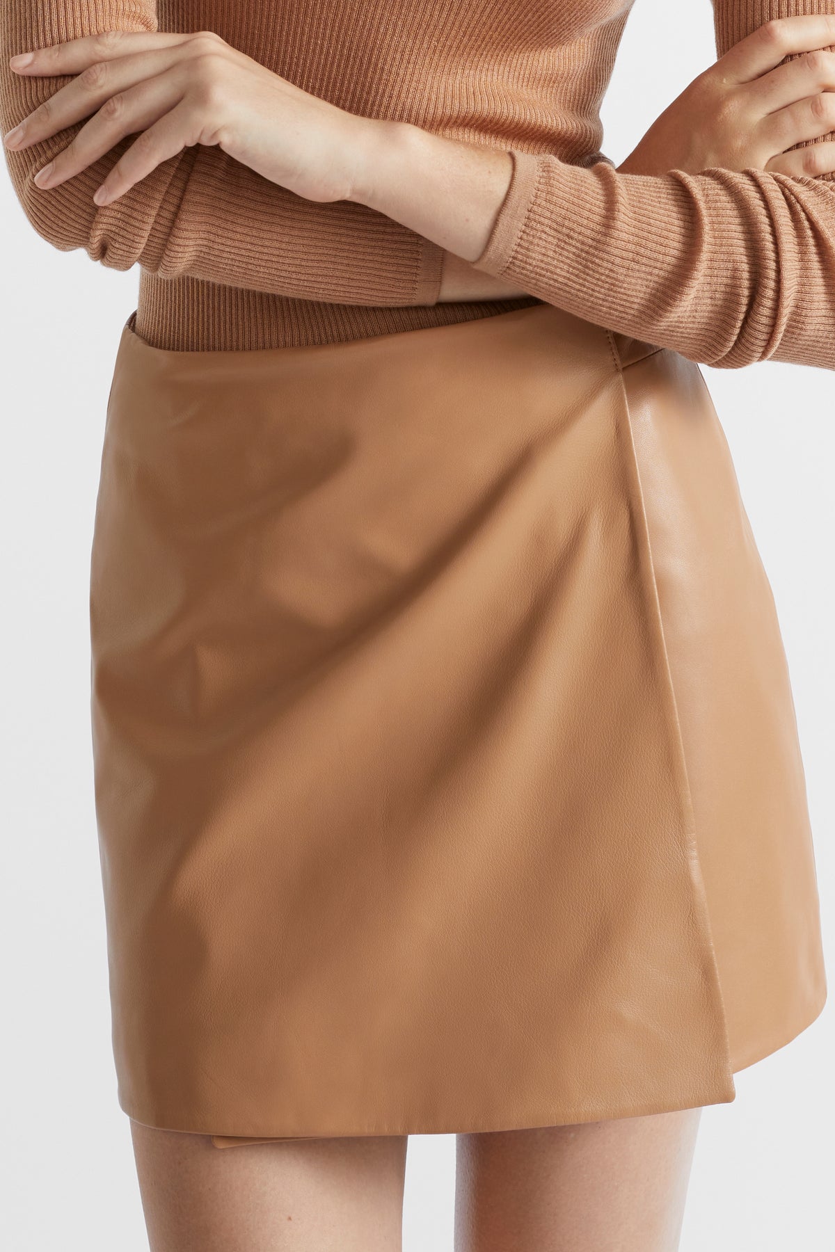 Leather Mini Wrap Skirt