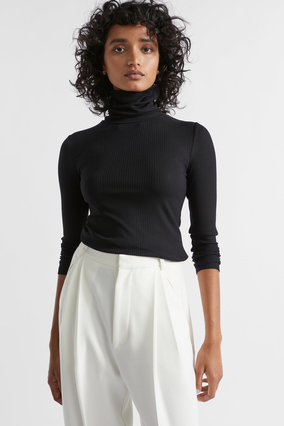 Core Rib Roll Neck Top