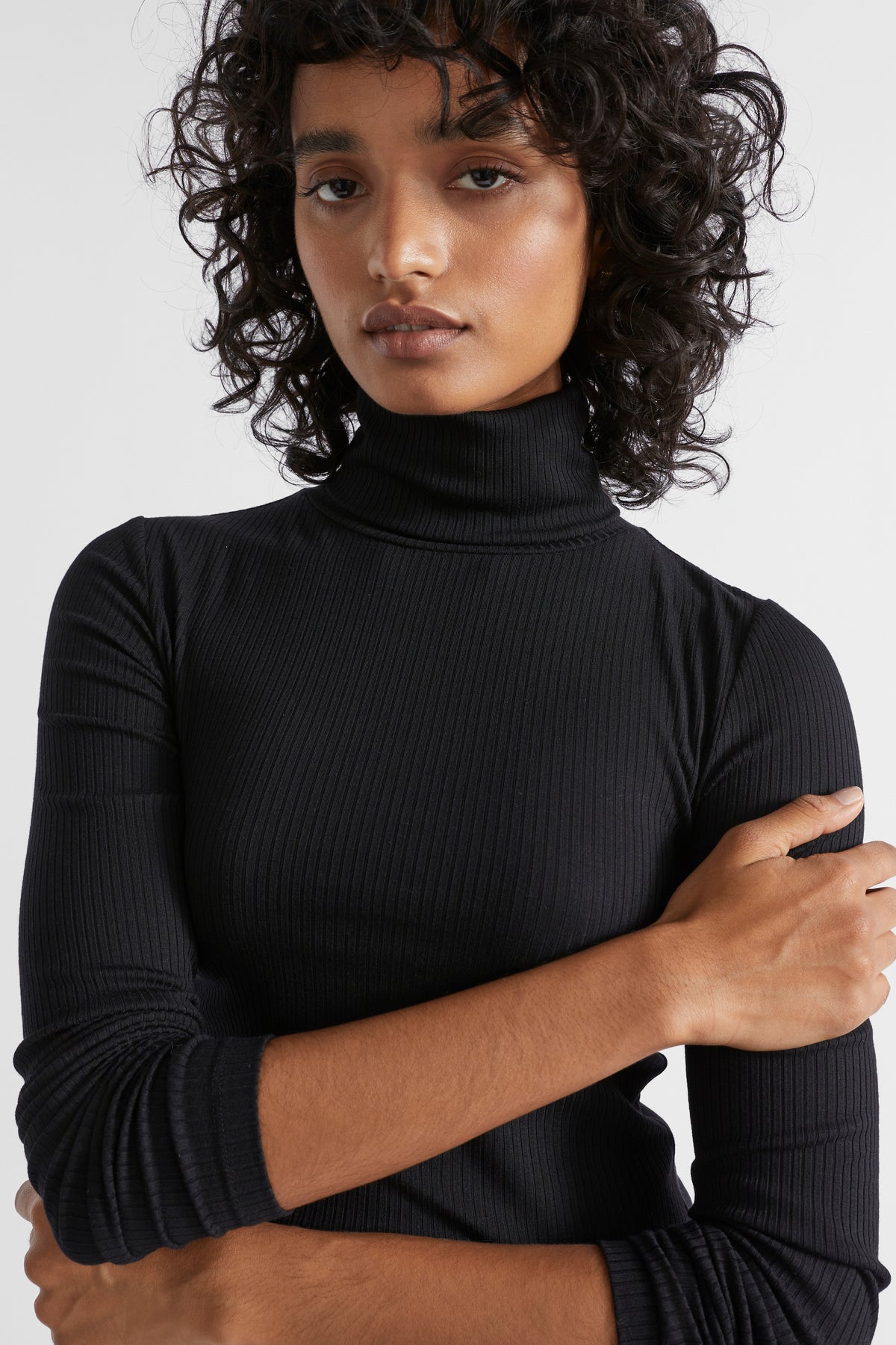 Core Rib Roll Neck Top