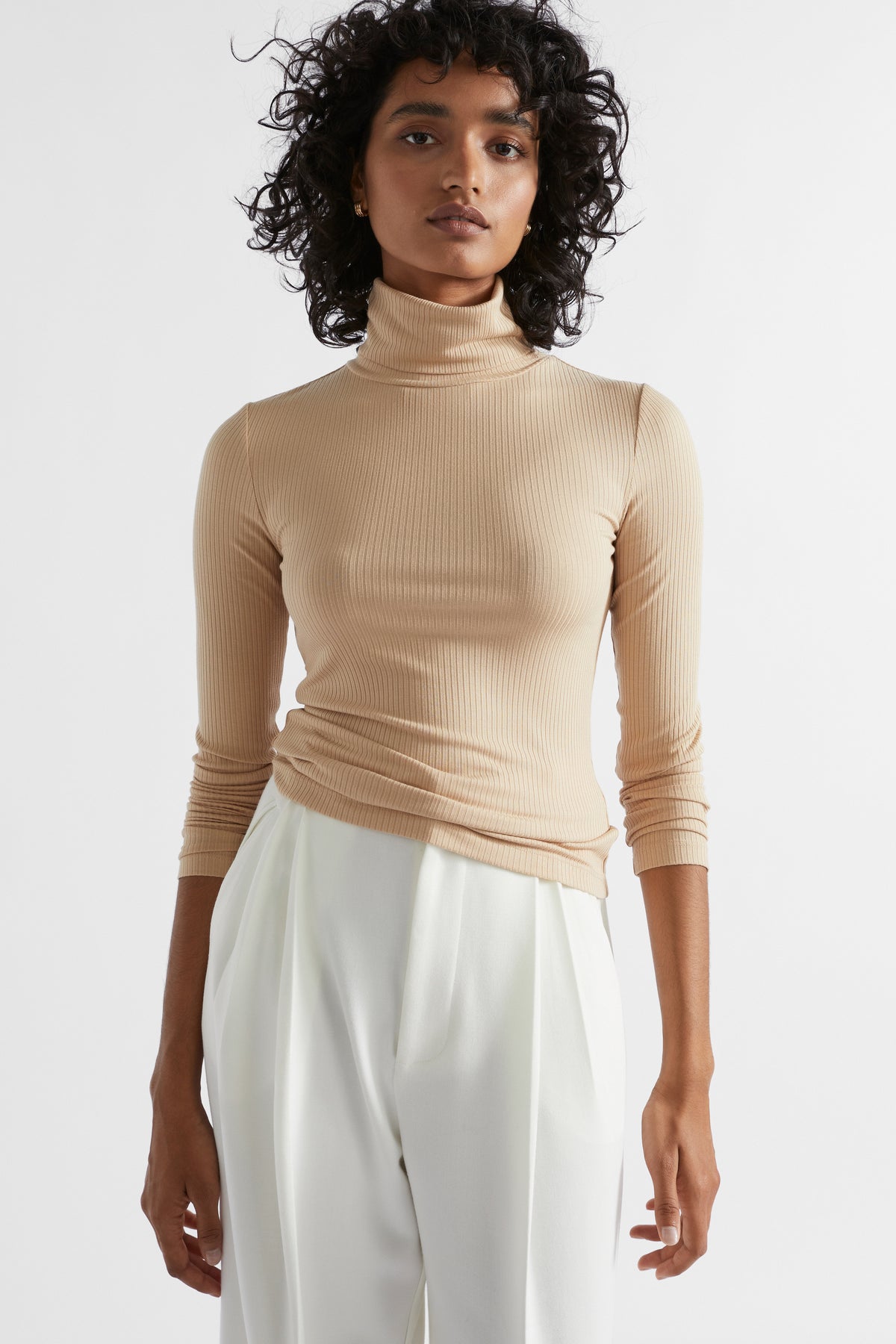 Core Rib Roll Neck Top