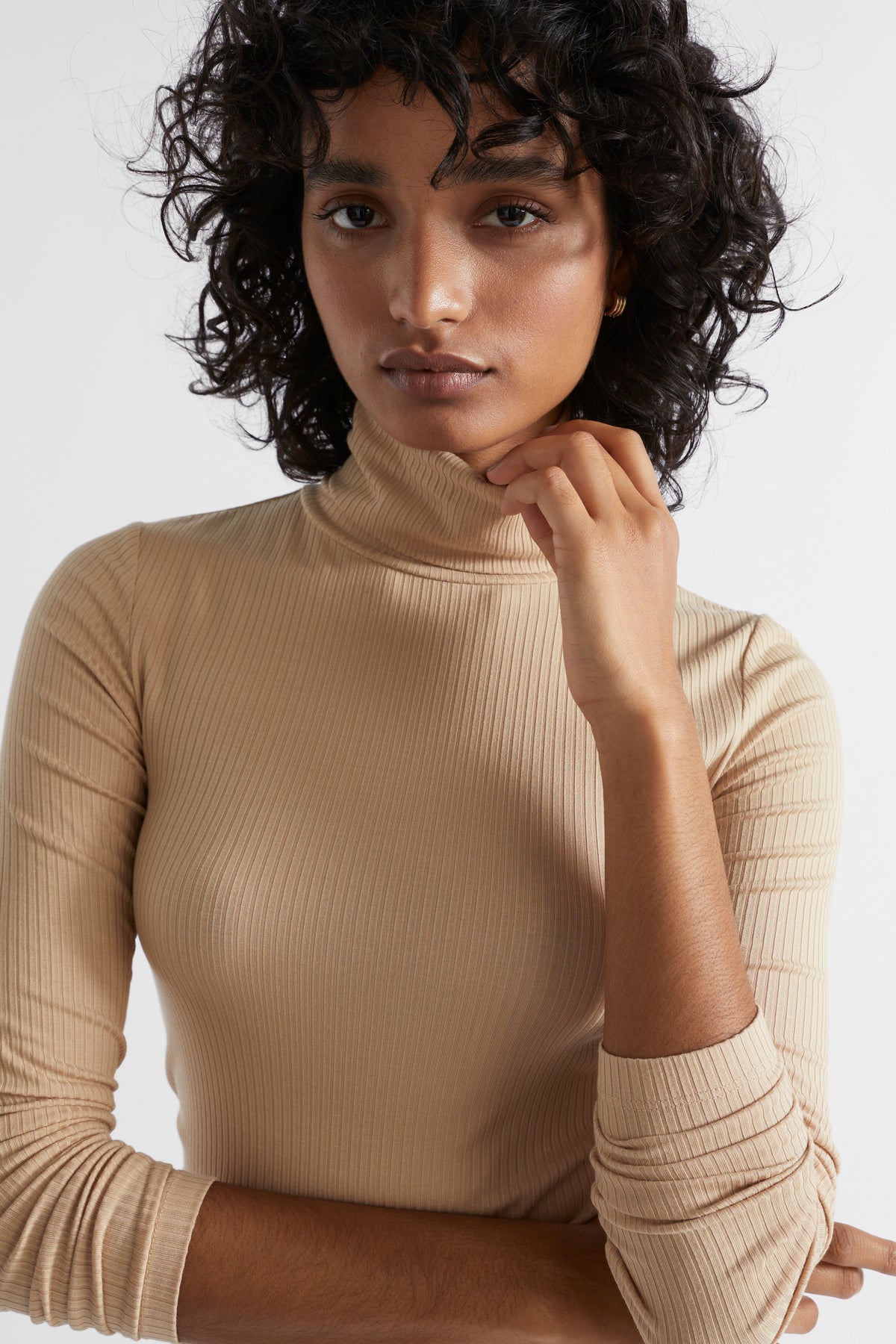 Core Rib Roll Neck Top