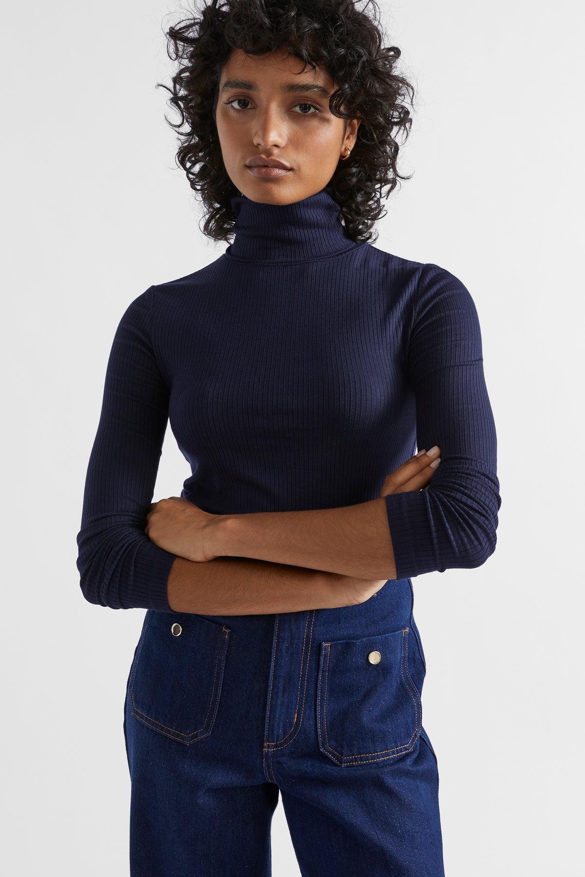 Core Rib Roll Neck Top
