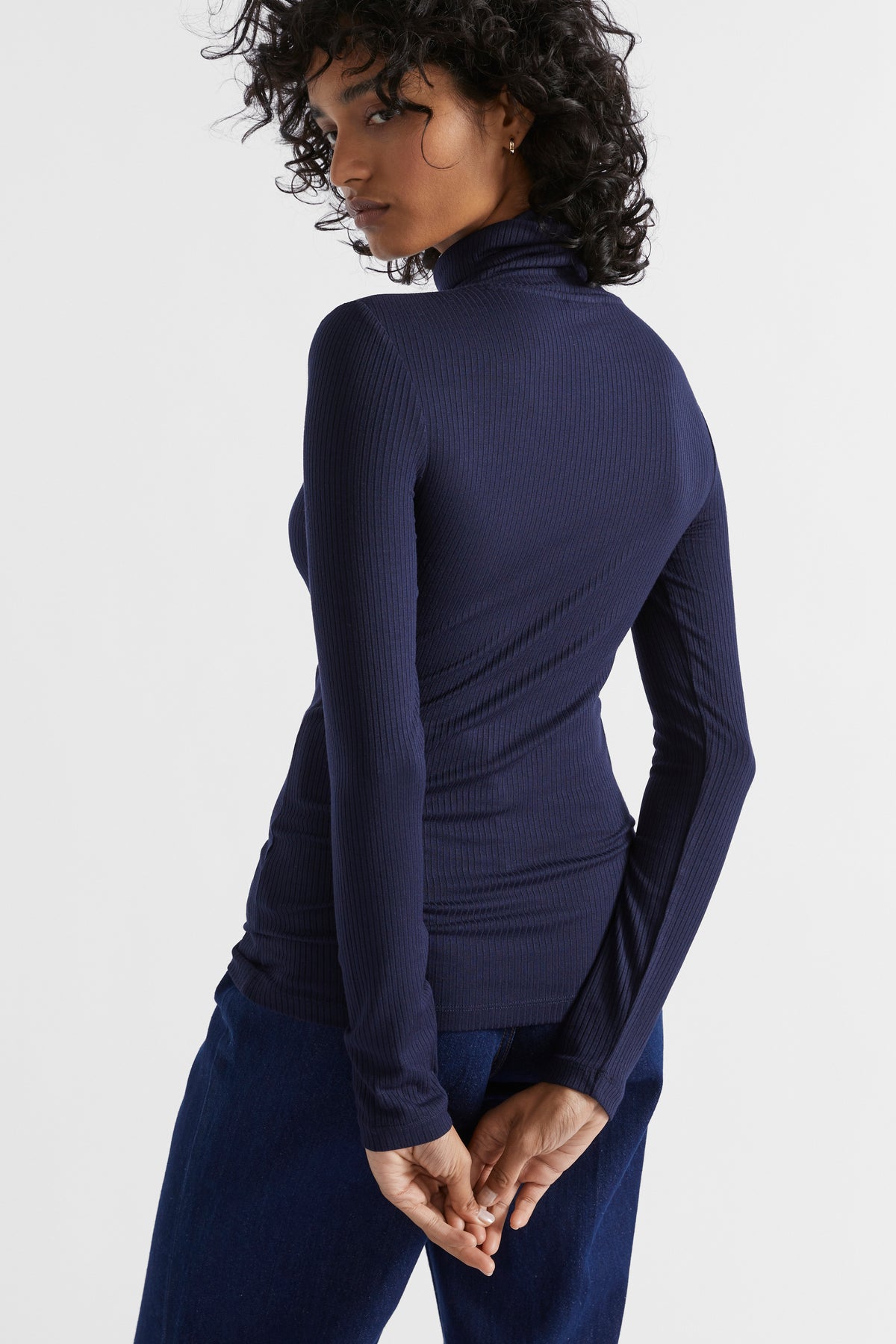 Core Rib Roll Neck Top