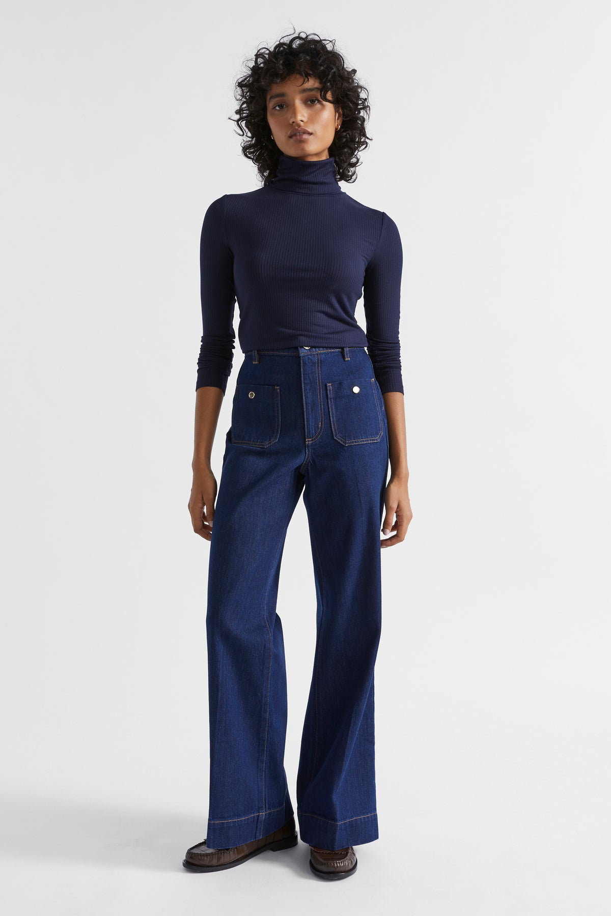 Core Rib Roll Neck Top