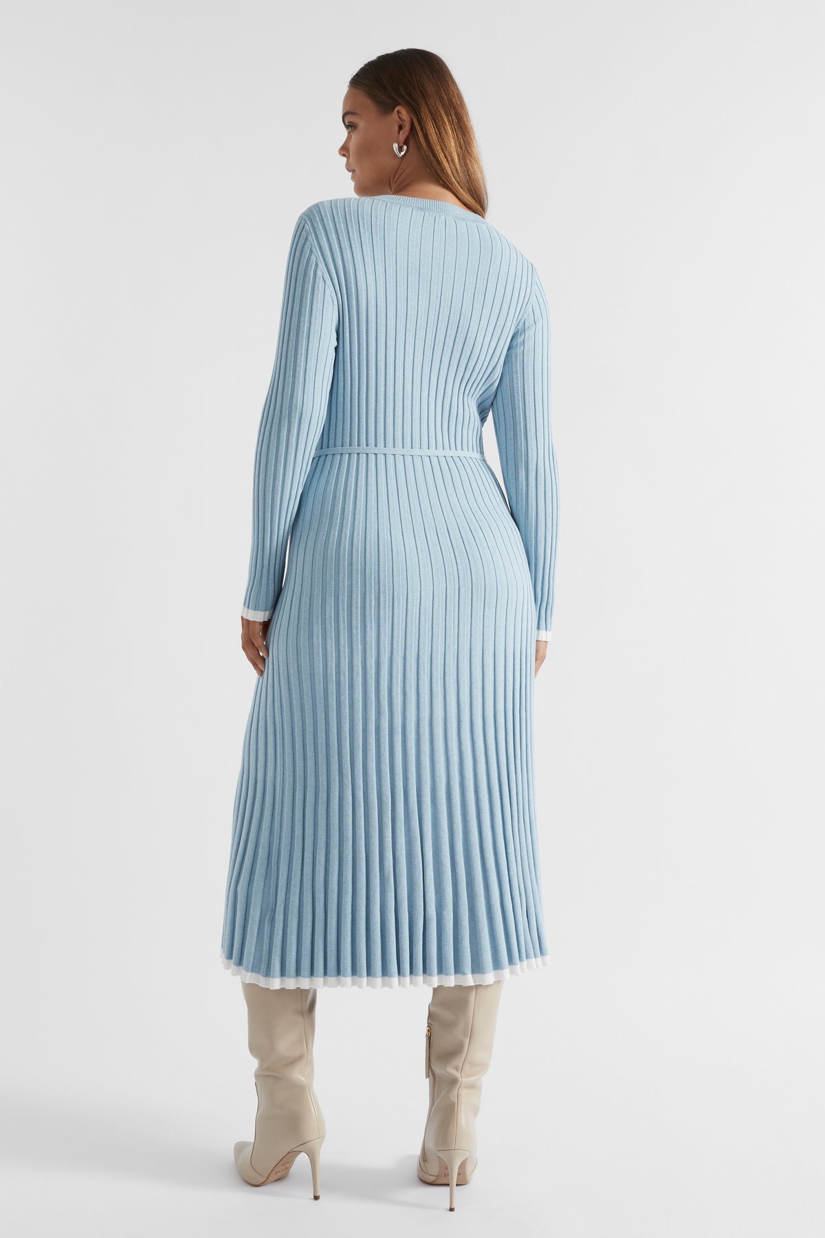 Pleated Knit Midi Dress