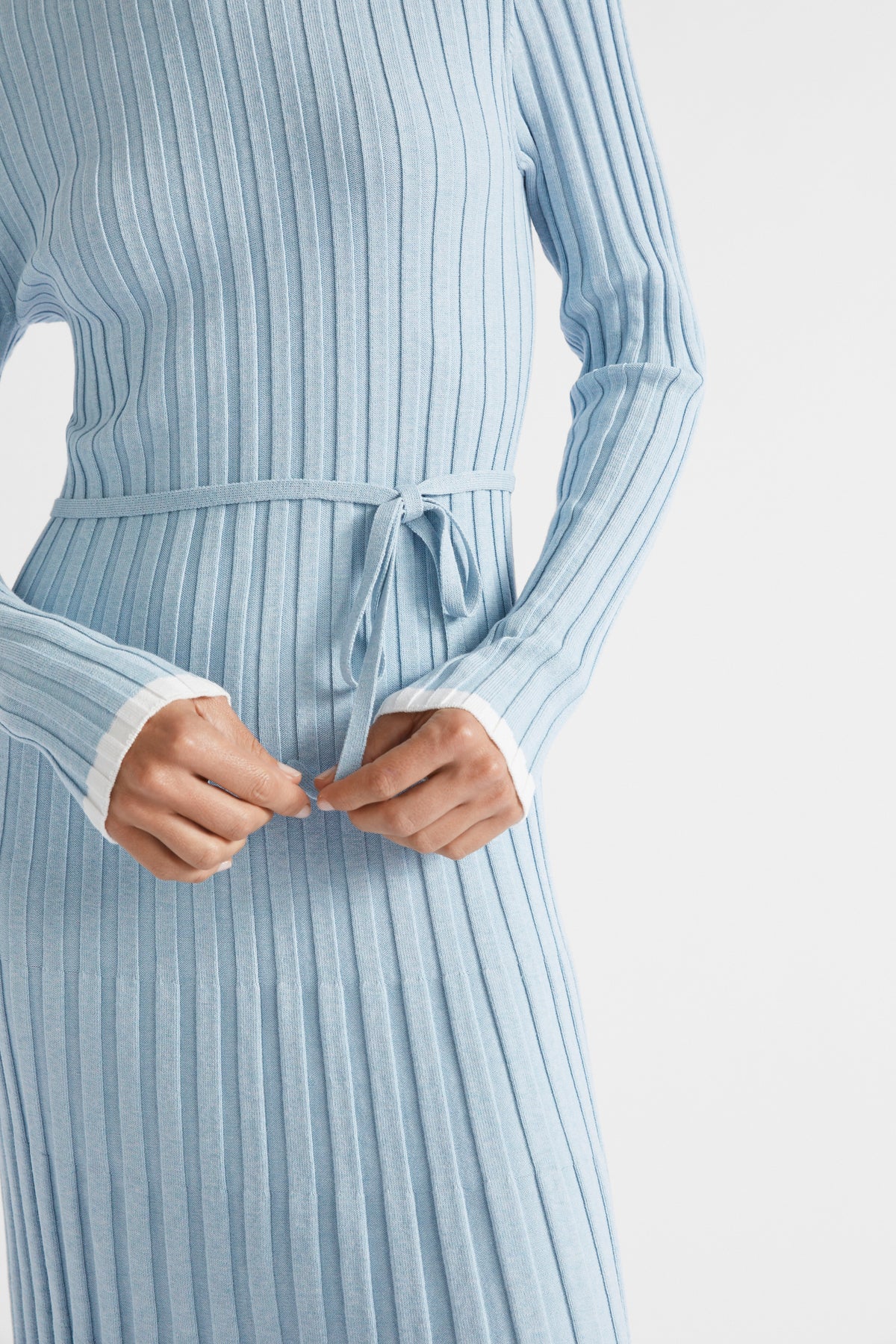 Pleated Knit Midi Dress