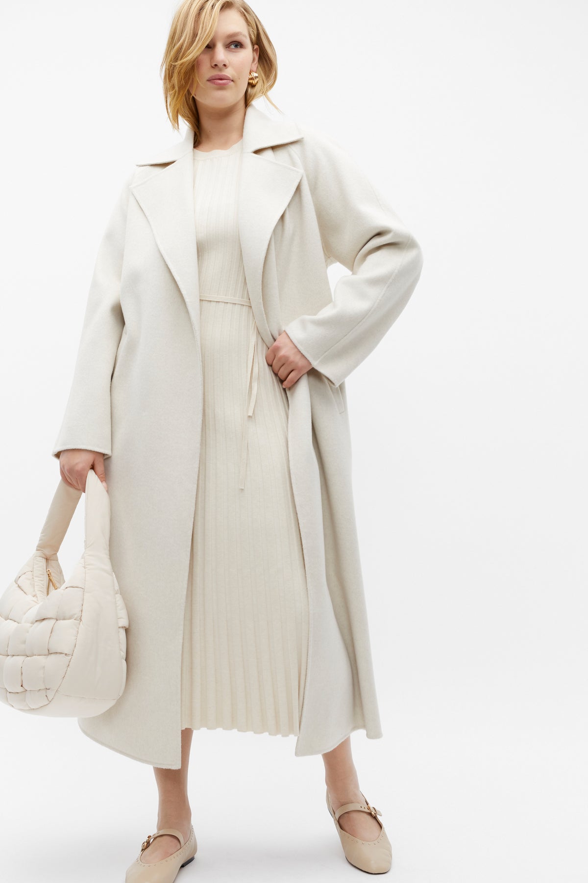 Pleated Knit Midi Dress