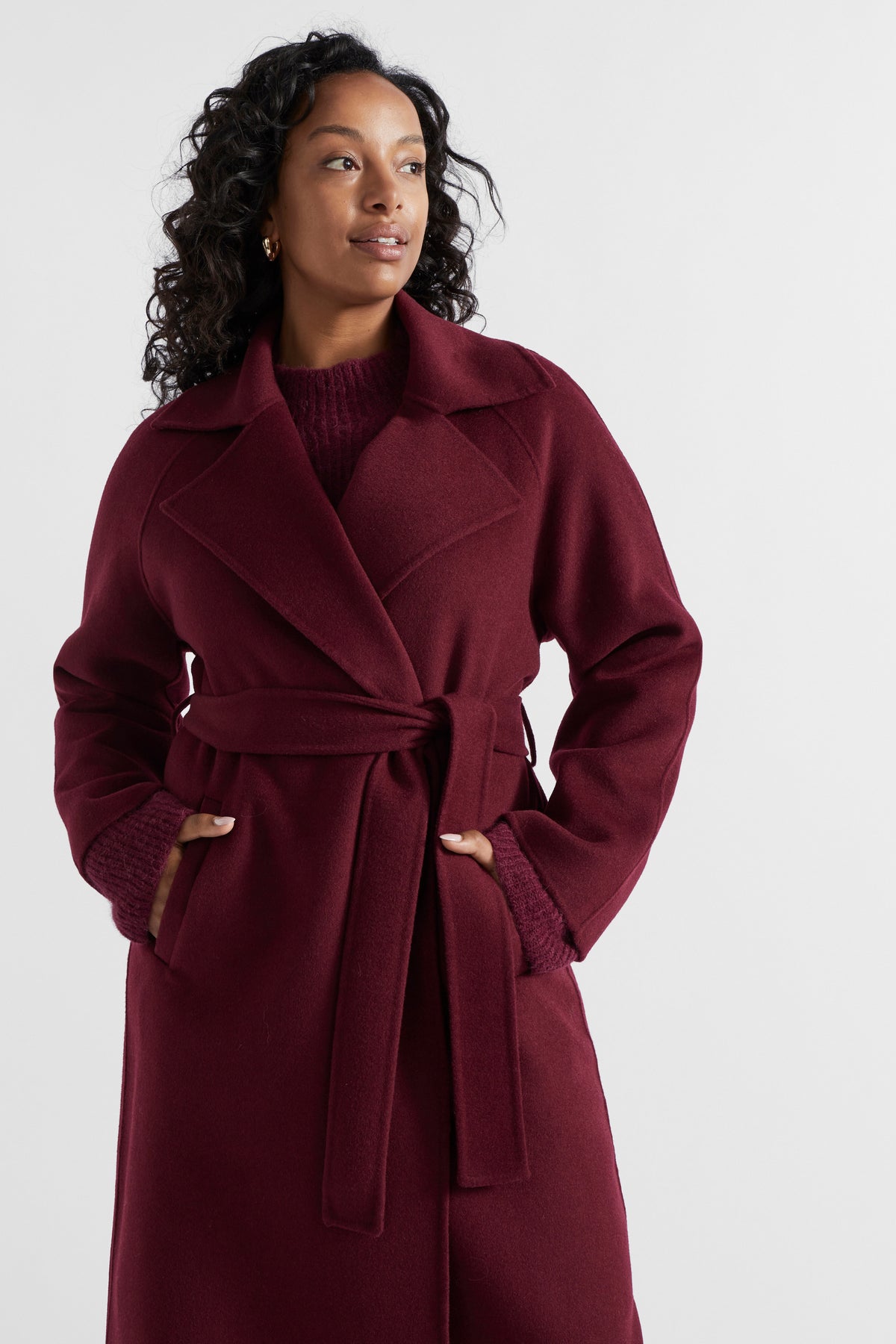 Wool Blend Tie Coat