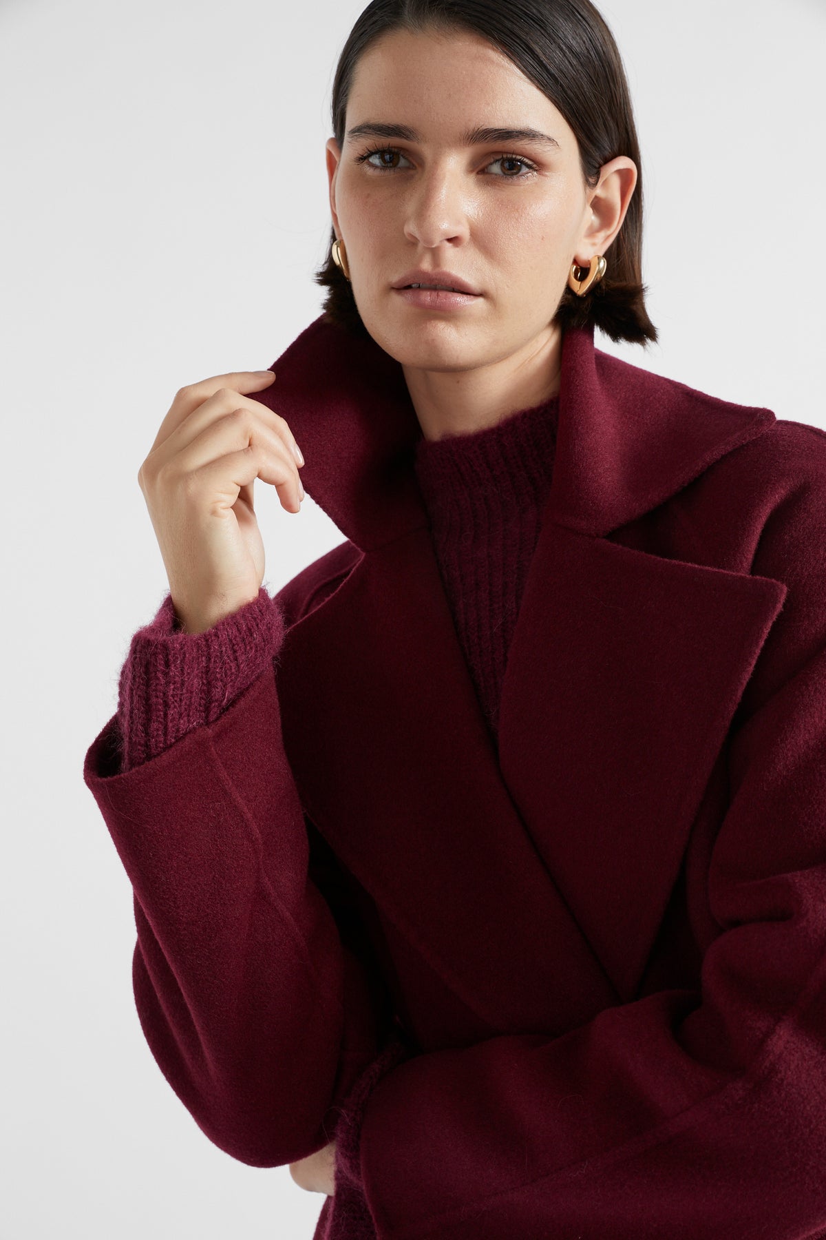 Wool Blend Tie Coat
