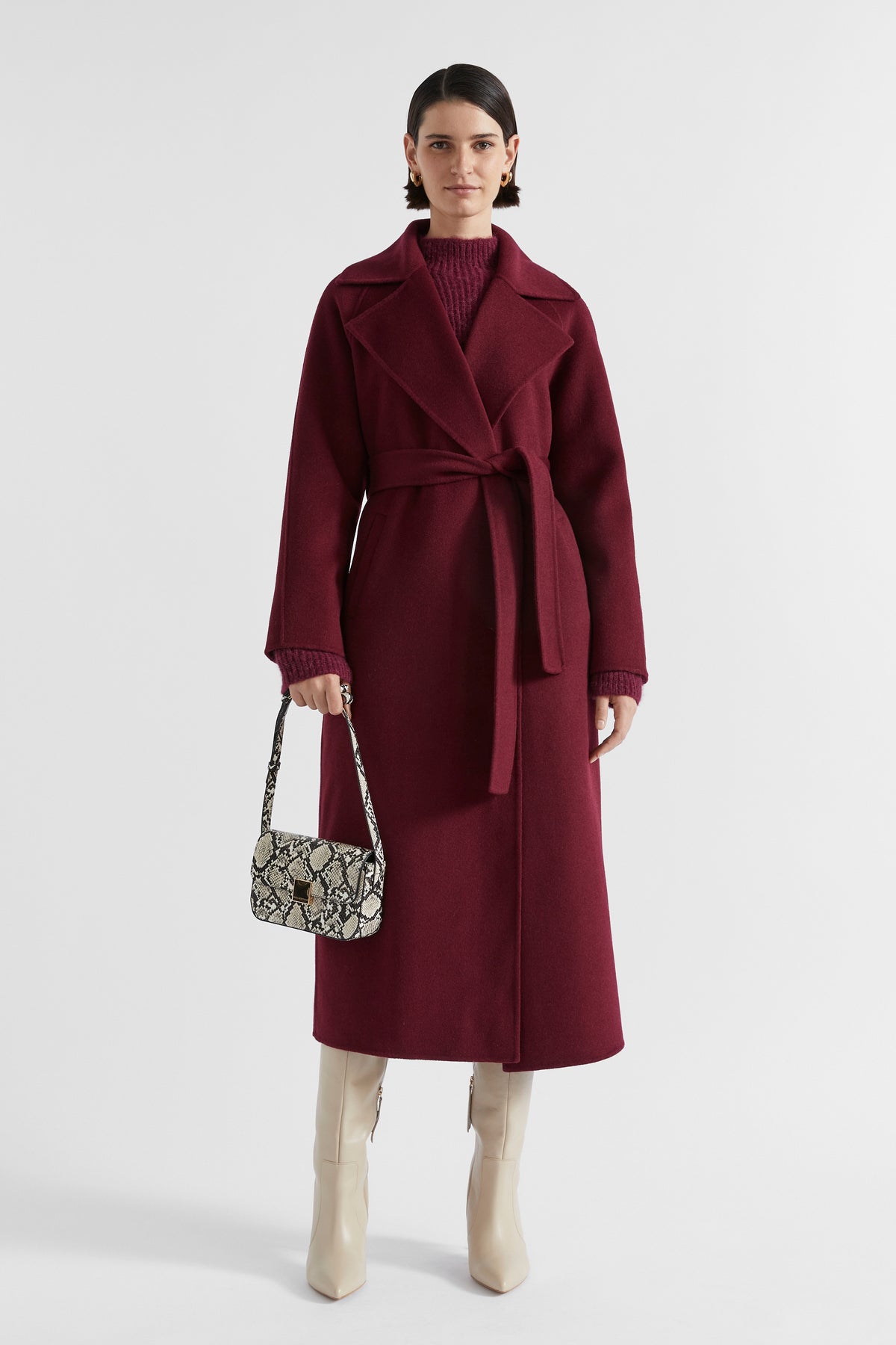 Wool Blend Tie Coat