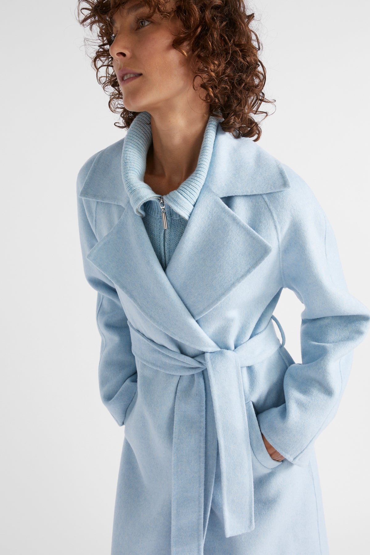 Wool Blend Tie Coat