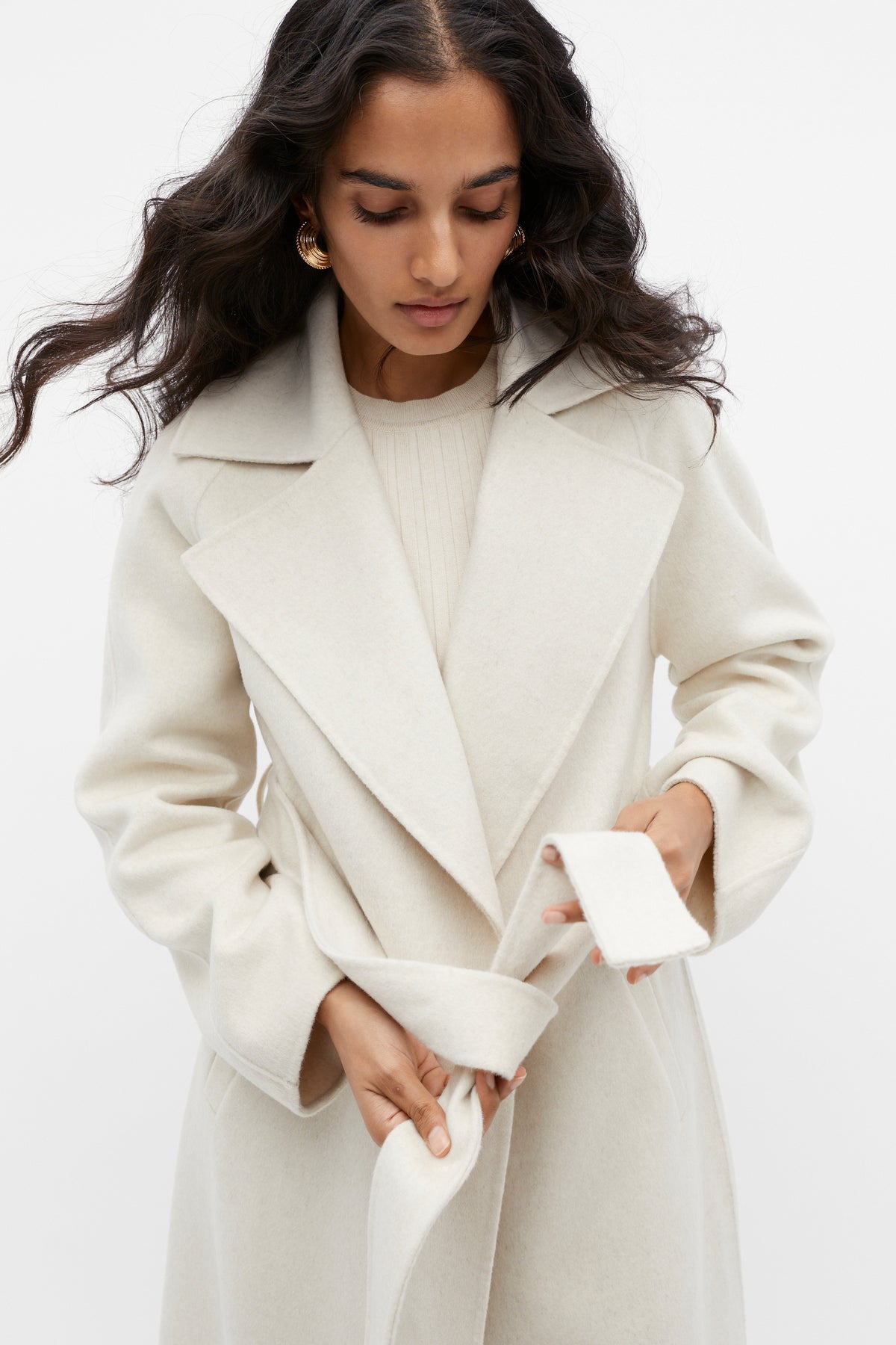 Wool Blend Tie Coat