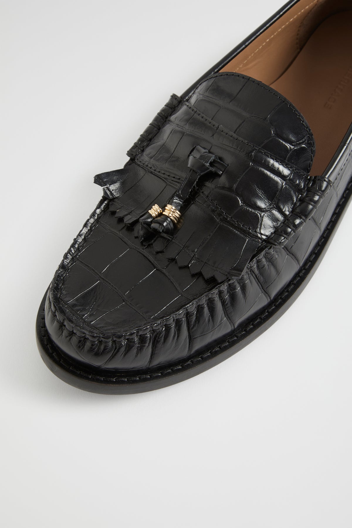 Keira Fringe Loafer | Black Croc | Seed Heritage NZ