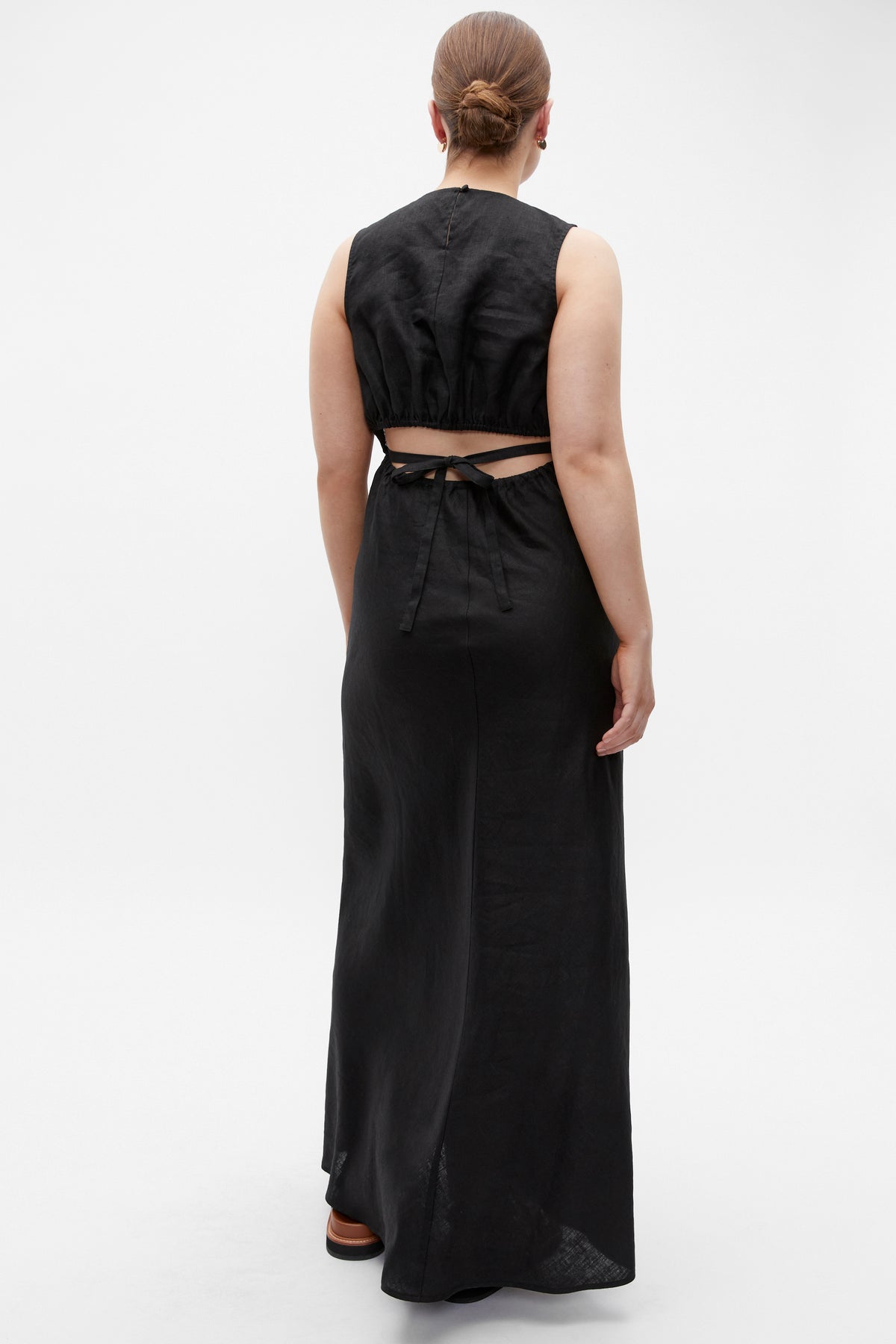 Linen Ruched Side Maxi Dress