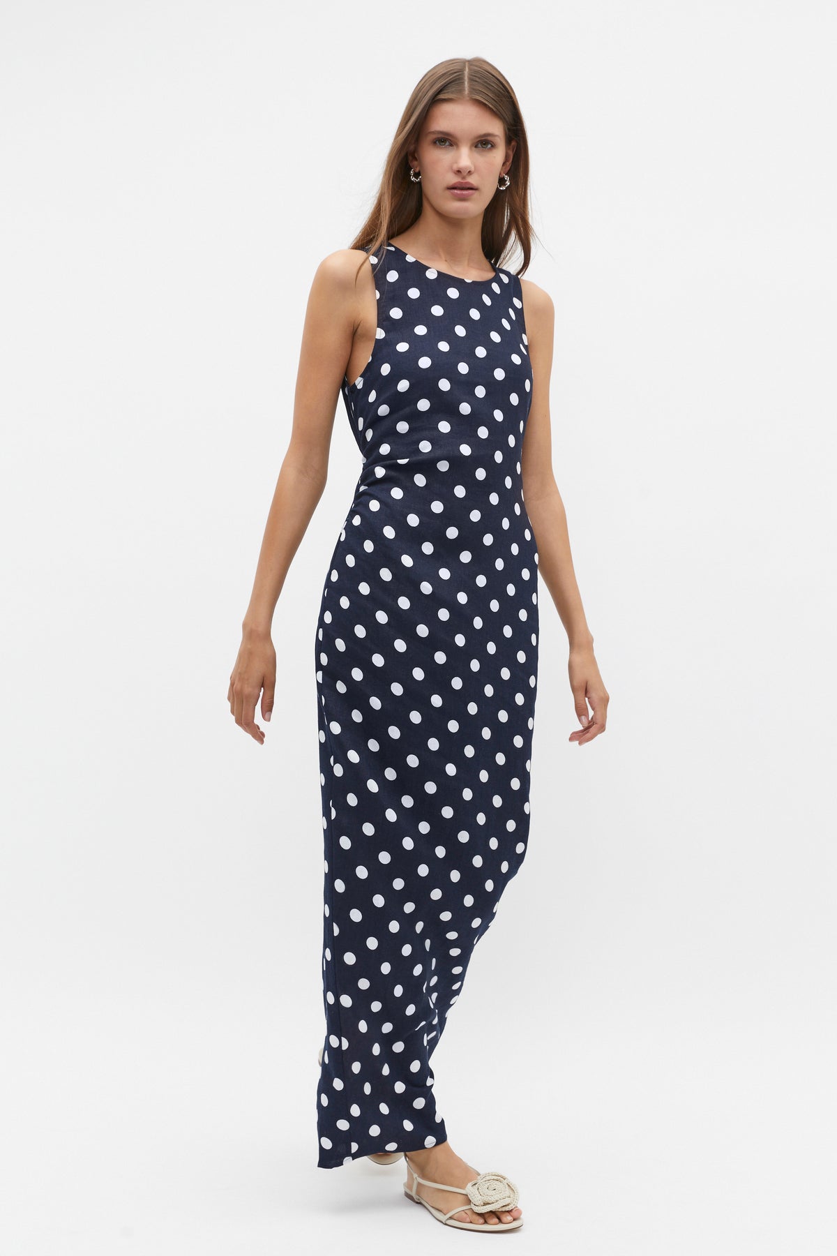 Linen Ruched Side Maxi Dress