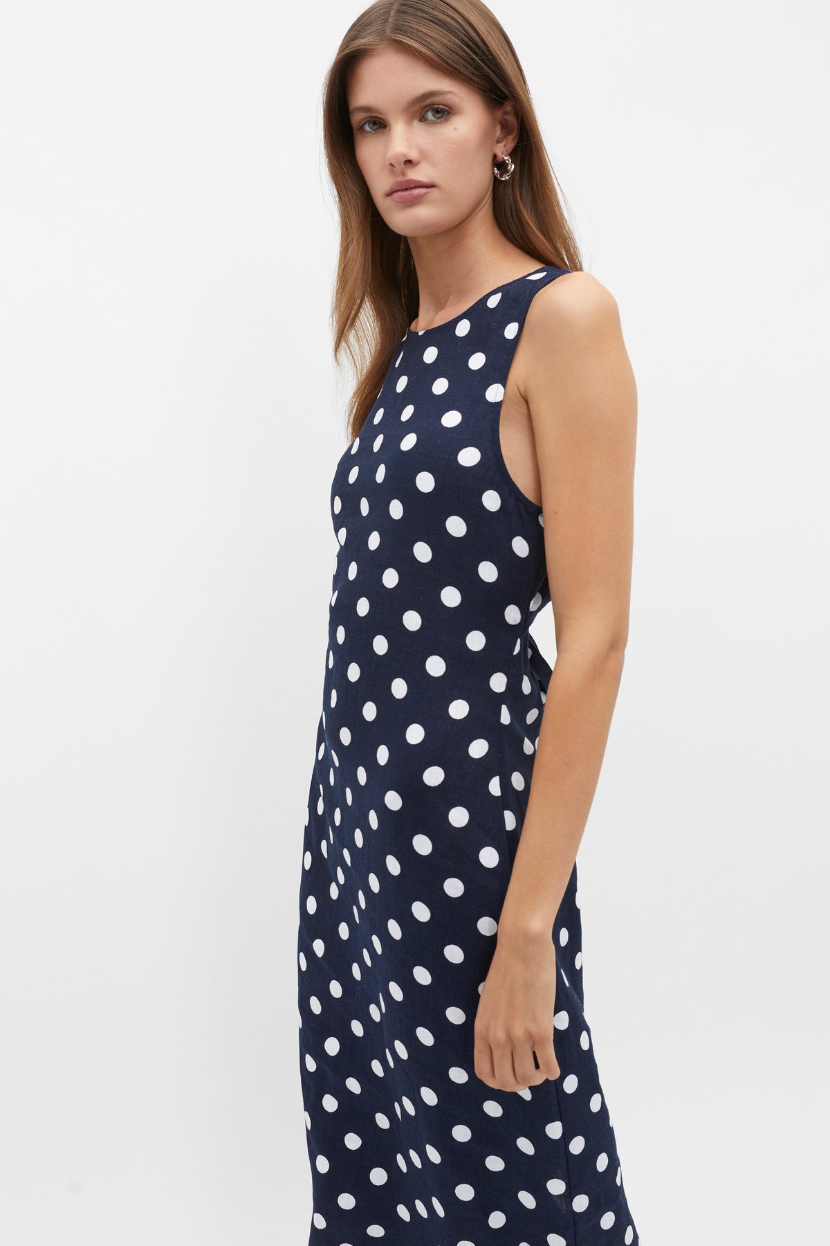 Linen Ruched Side Maxi Dress