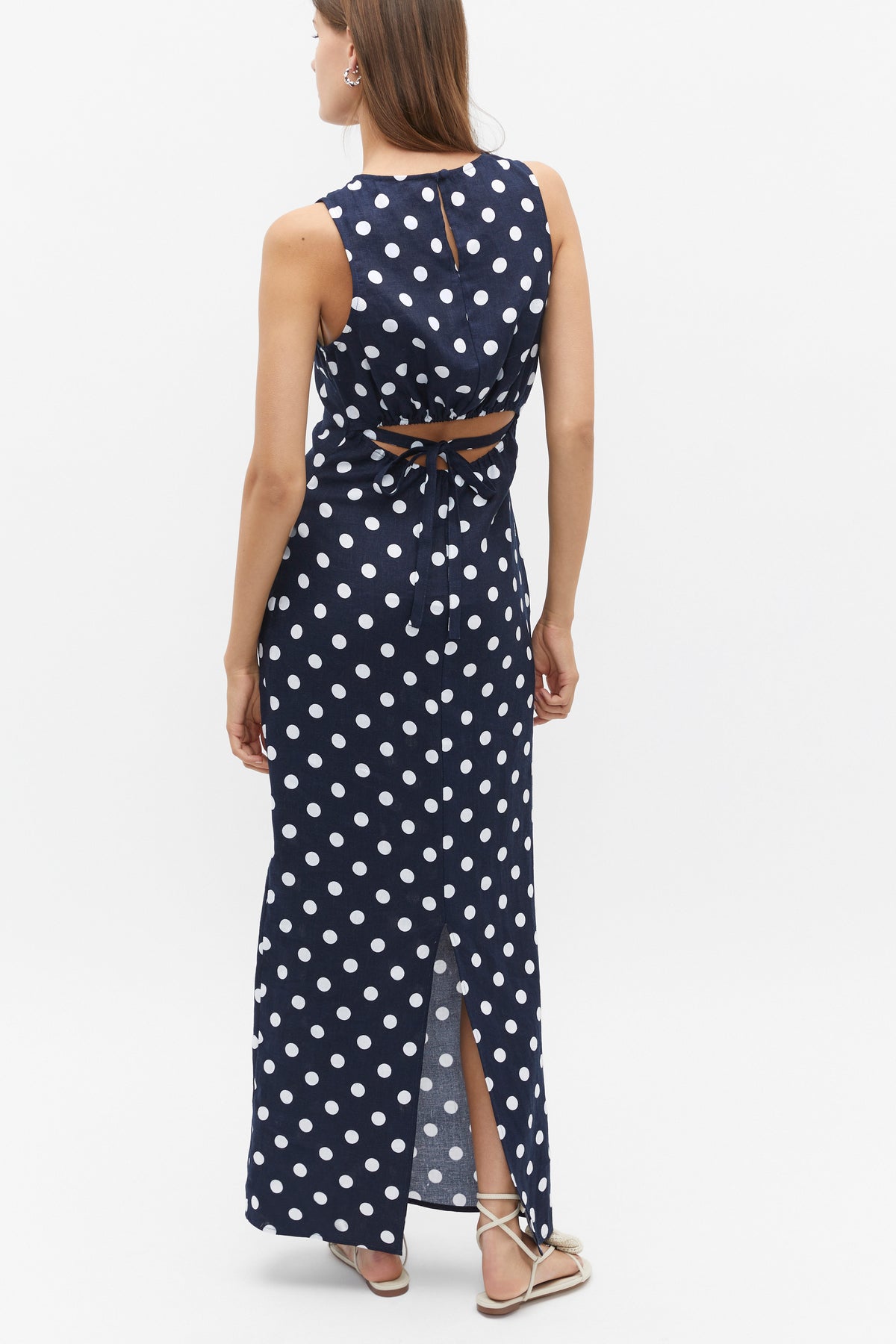 Linen Ruched Side Maxi Dress