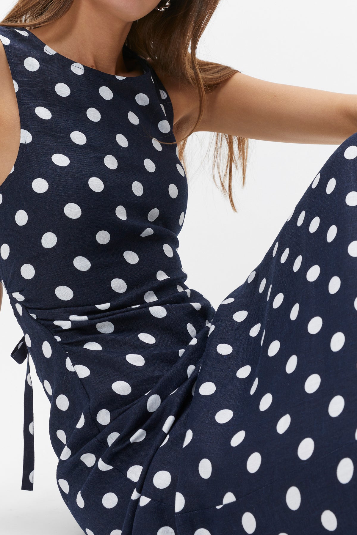 Linen Ruched Side Maxi Dress