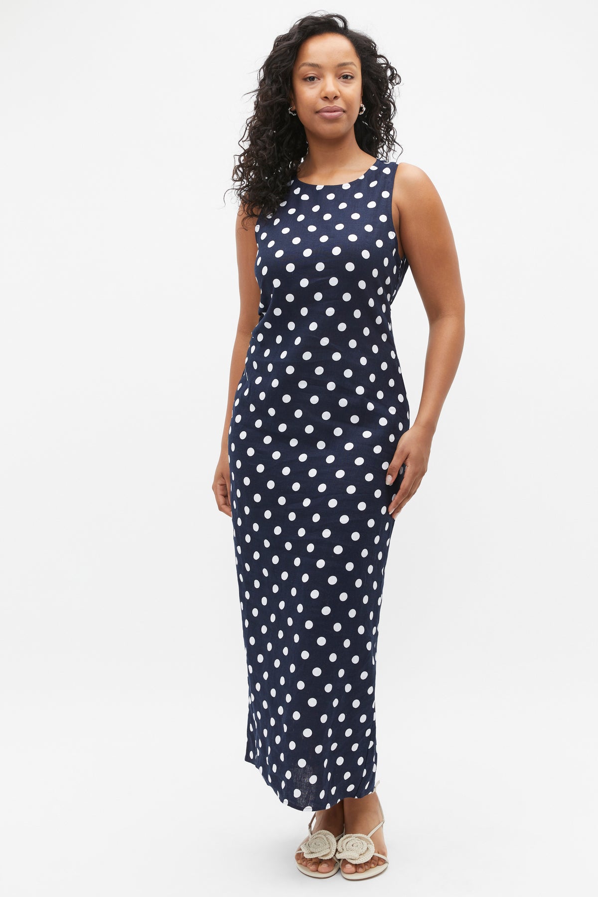 Linen Ruched Side Maxi Dress