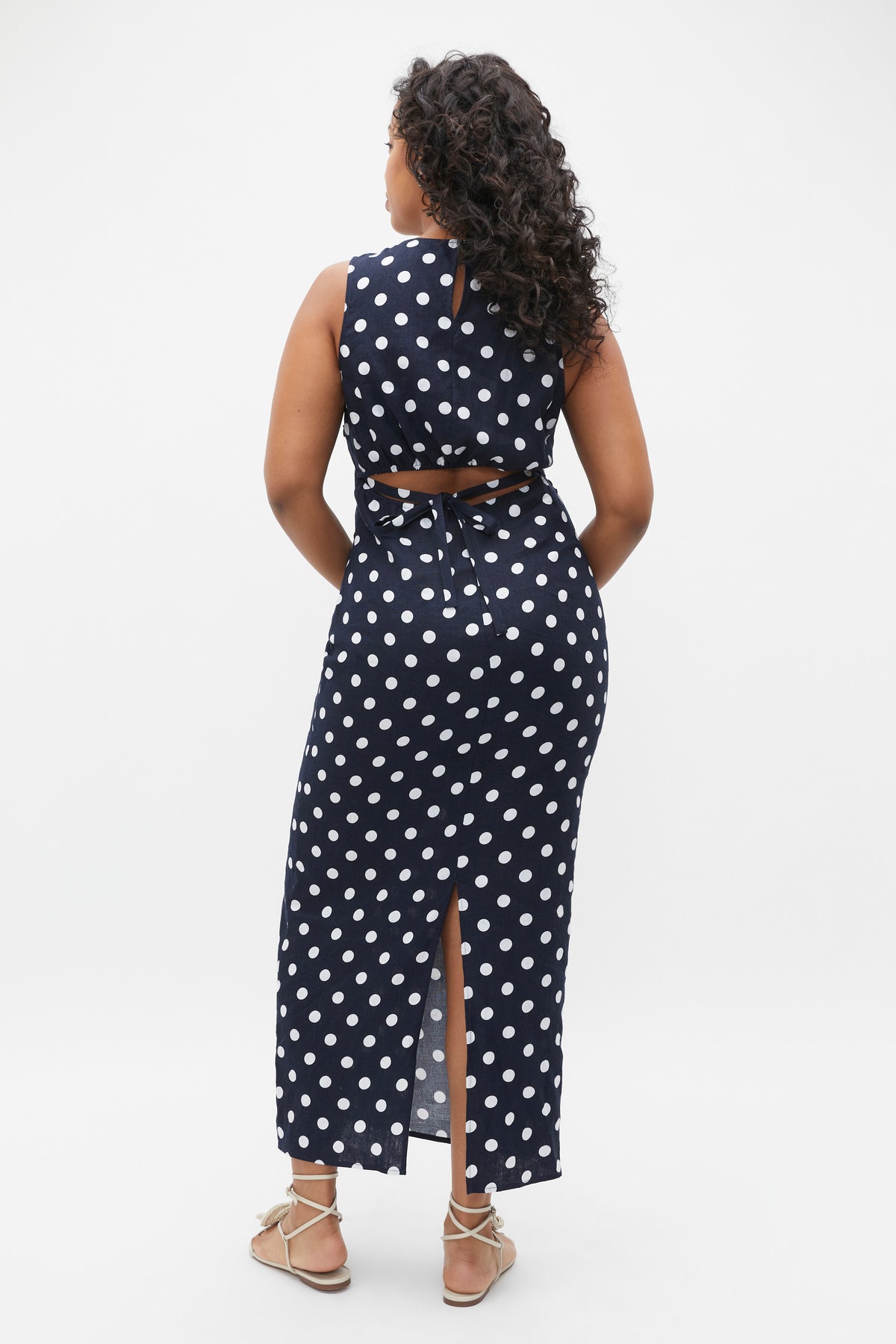Linen Ruched Side Maxi Dress