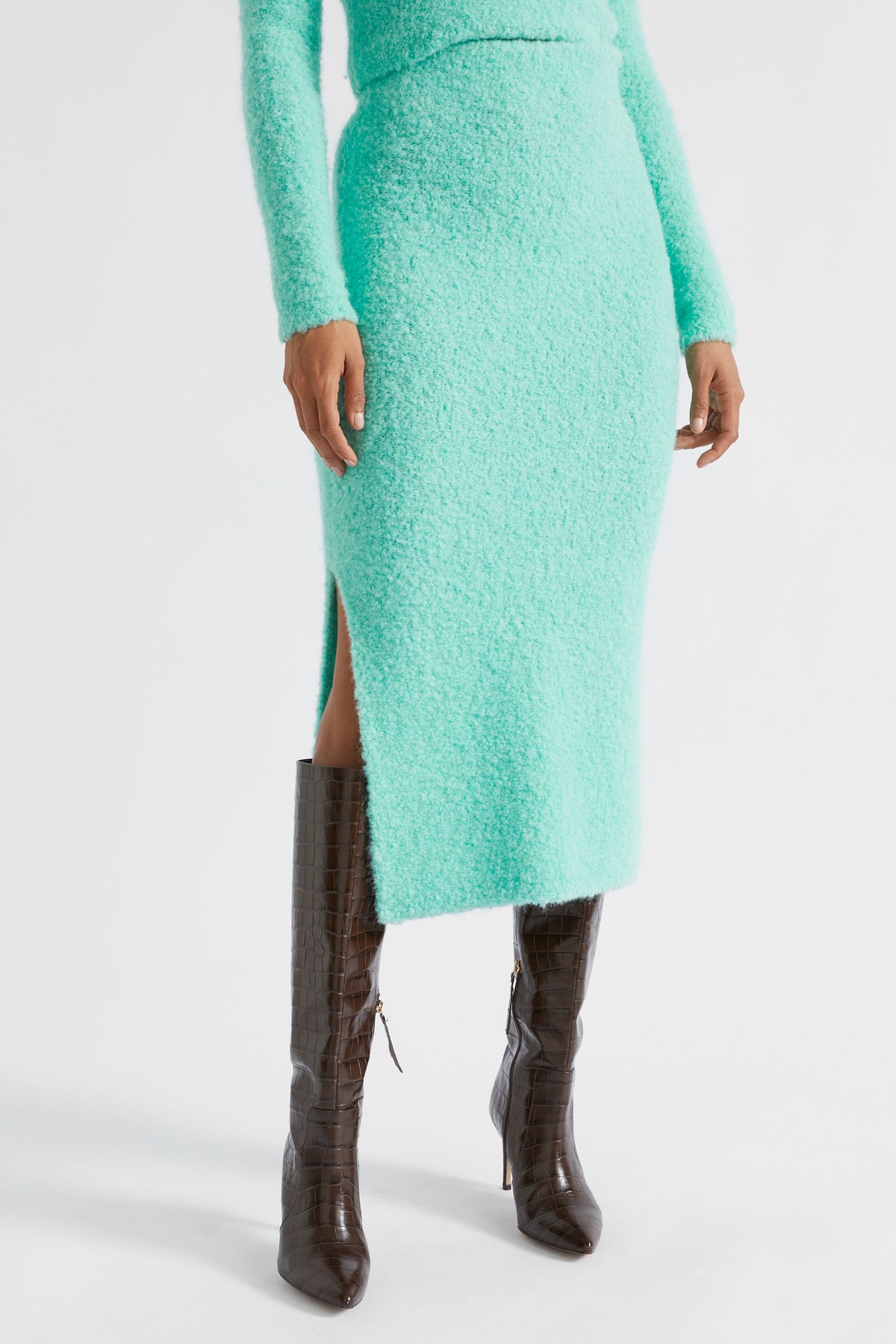 Boucle Knit Midi Skirt