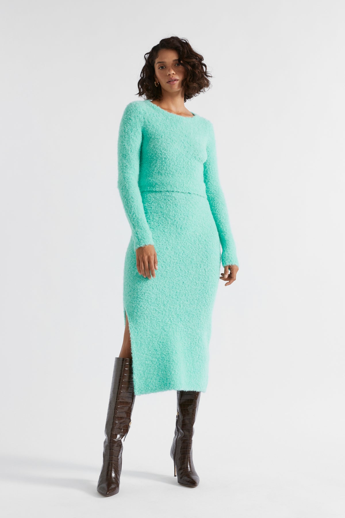 Boucle Knit Midi Skirt