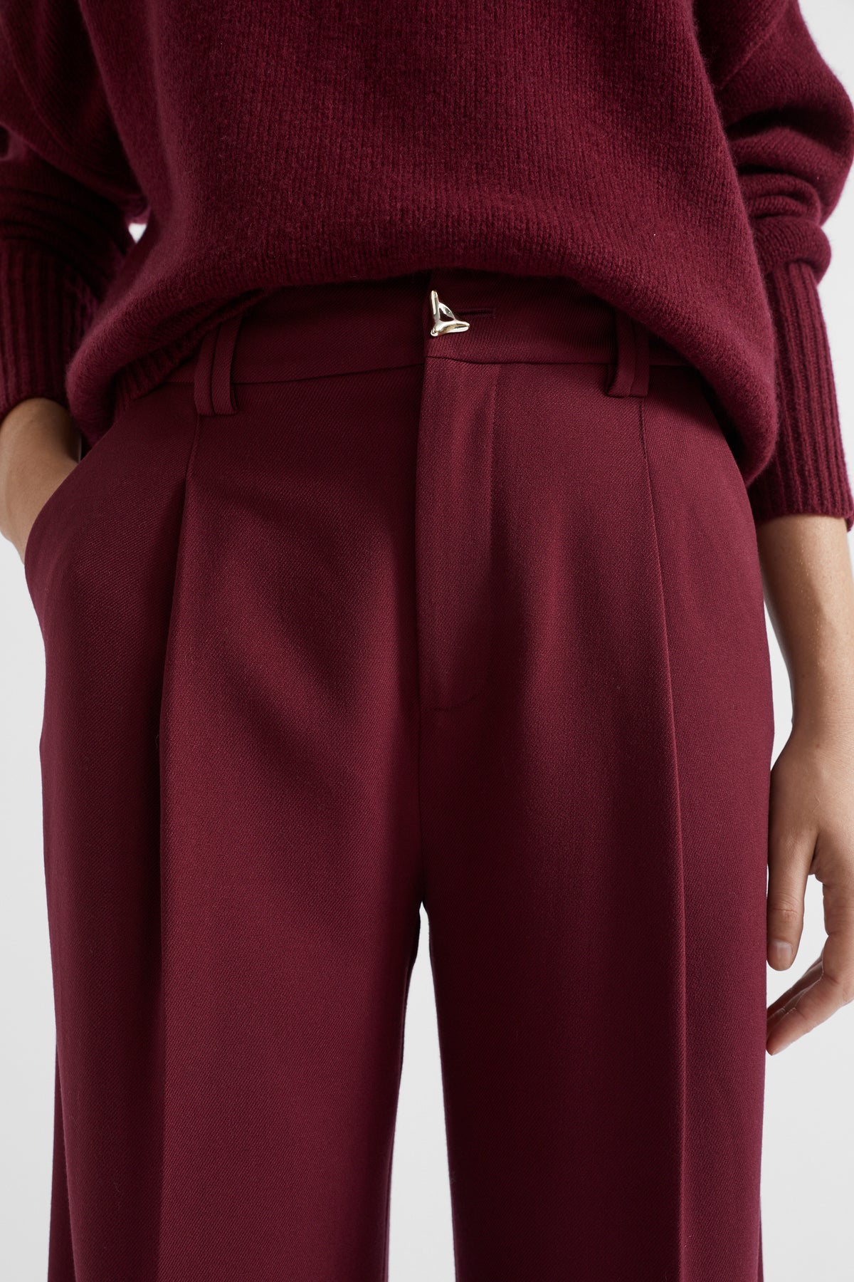 Button Front Pleat Trouser