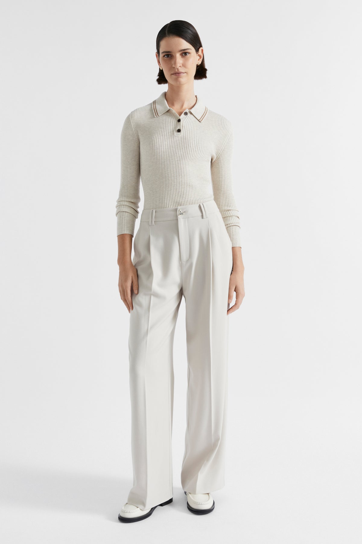 Button Front Pleat Trouser