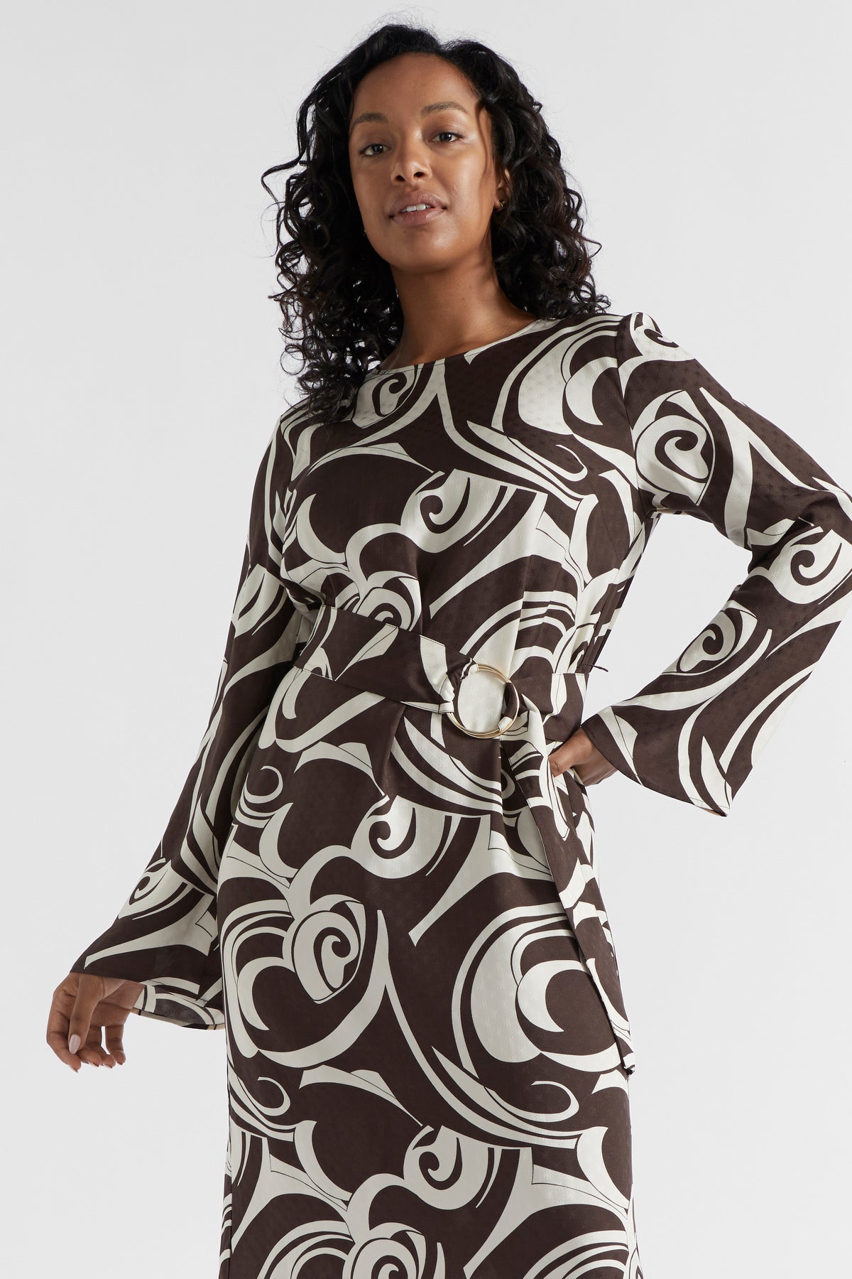 Jacquard Swirl Midi Dress