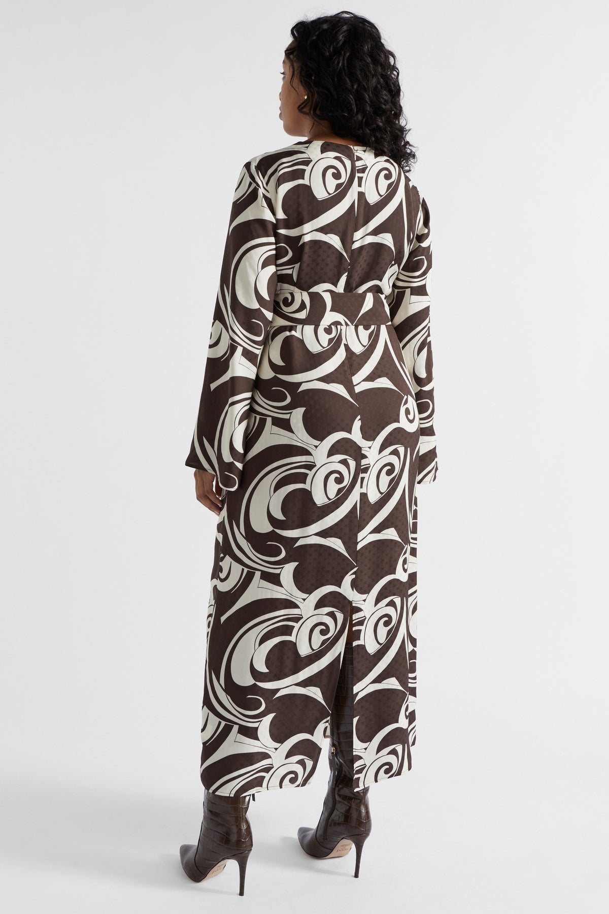 Jacquard Swirl Midi Dress